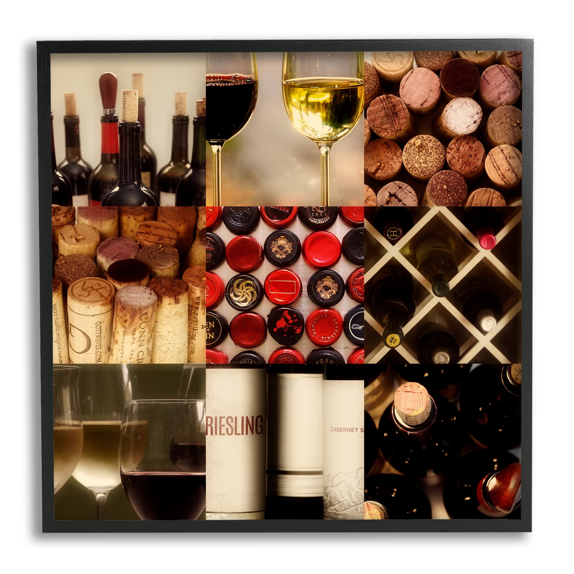 Stupell Indtries Wine Lovers Collage Vintage Bottles Traditional Vino Corks,17 x 30,Design by Gail Peck