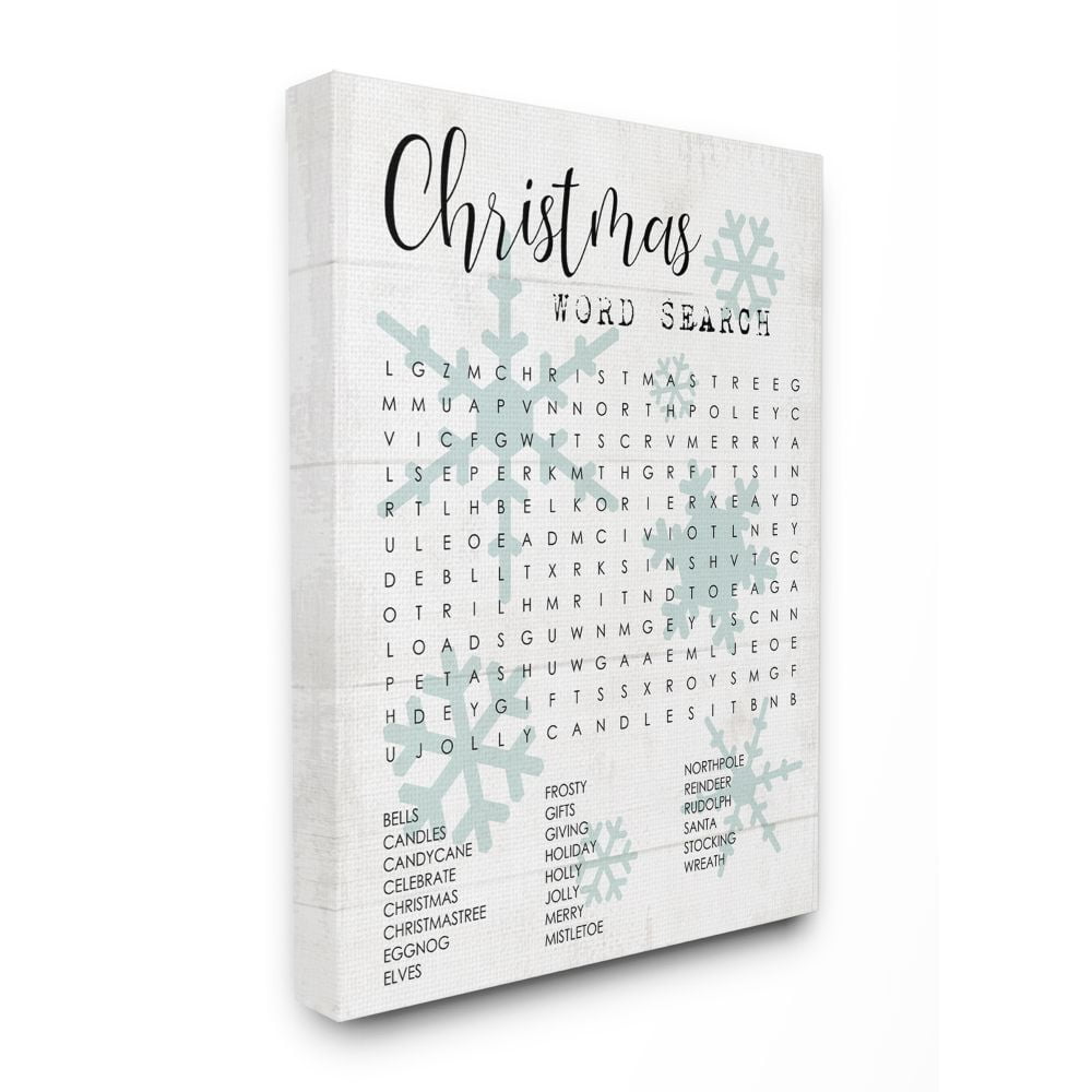 Stupell Indtries Winter Holiday Word Search Activity Christmas Phrases Canvas Wall Art Design by Daphne Polselli, 16" x 20"