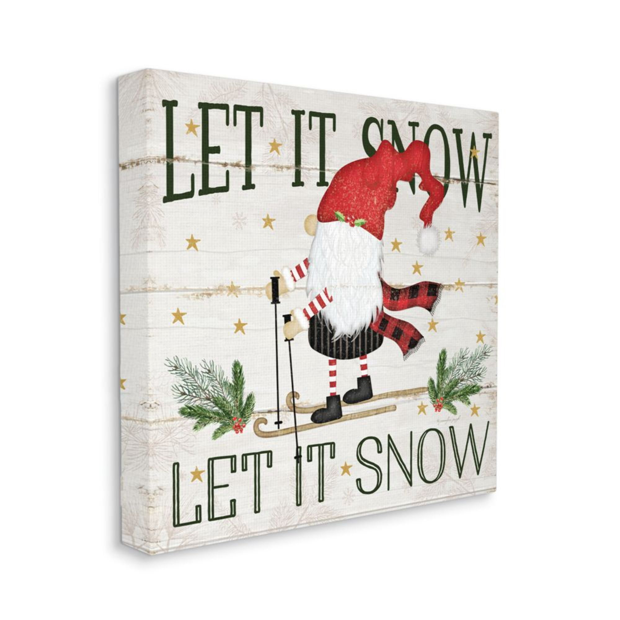 Stupell Indtries Winter Skiing Gnome with Let it Snow Phrase Designed by Jennifer Pugh