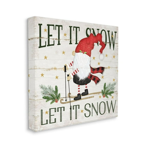 Stupell Indtries Winter Skiing Gnome with Let it Snow Phrase Designed by Jennifer Pugh