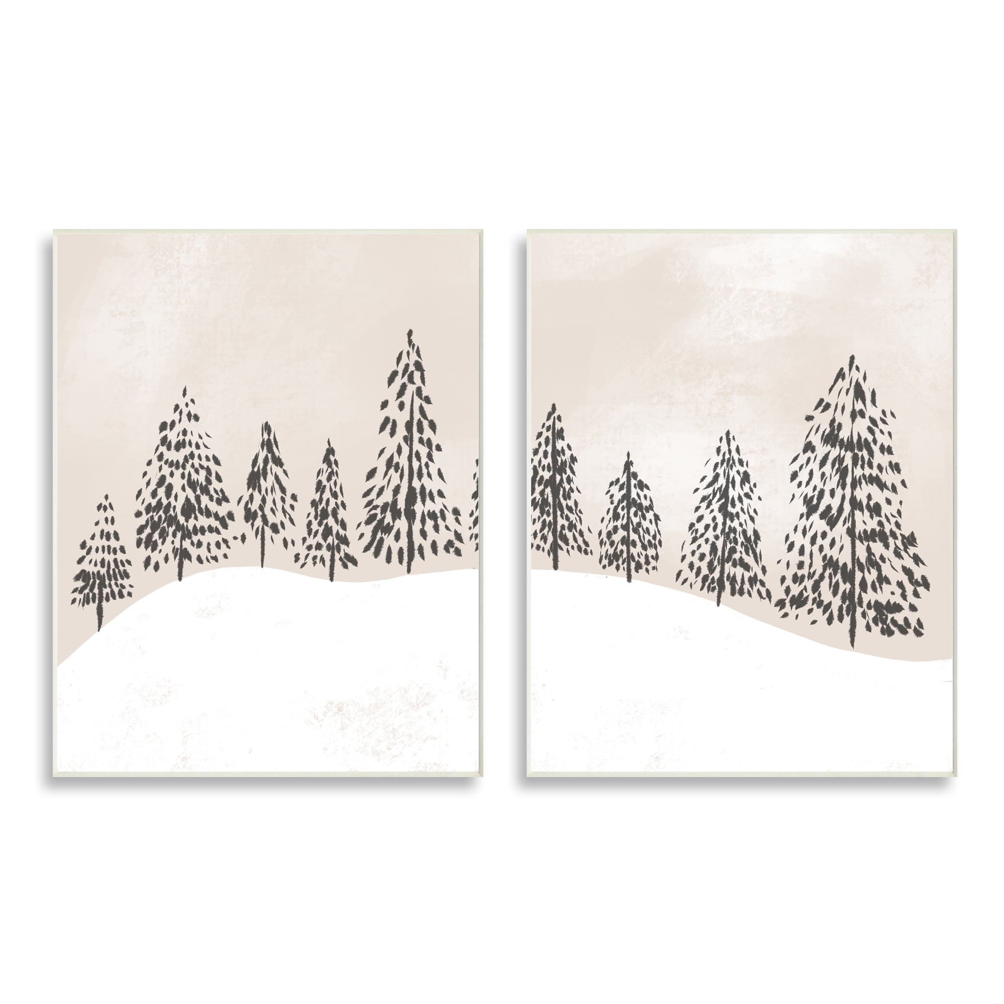 Stupell Indtries Winter Trees Abstract Snowy Landscape Beige White,10 x 15,Design by Daphne Polselli