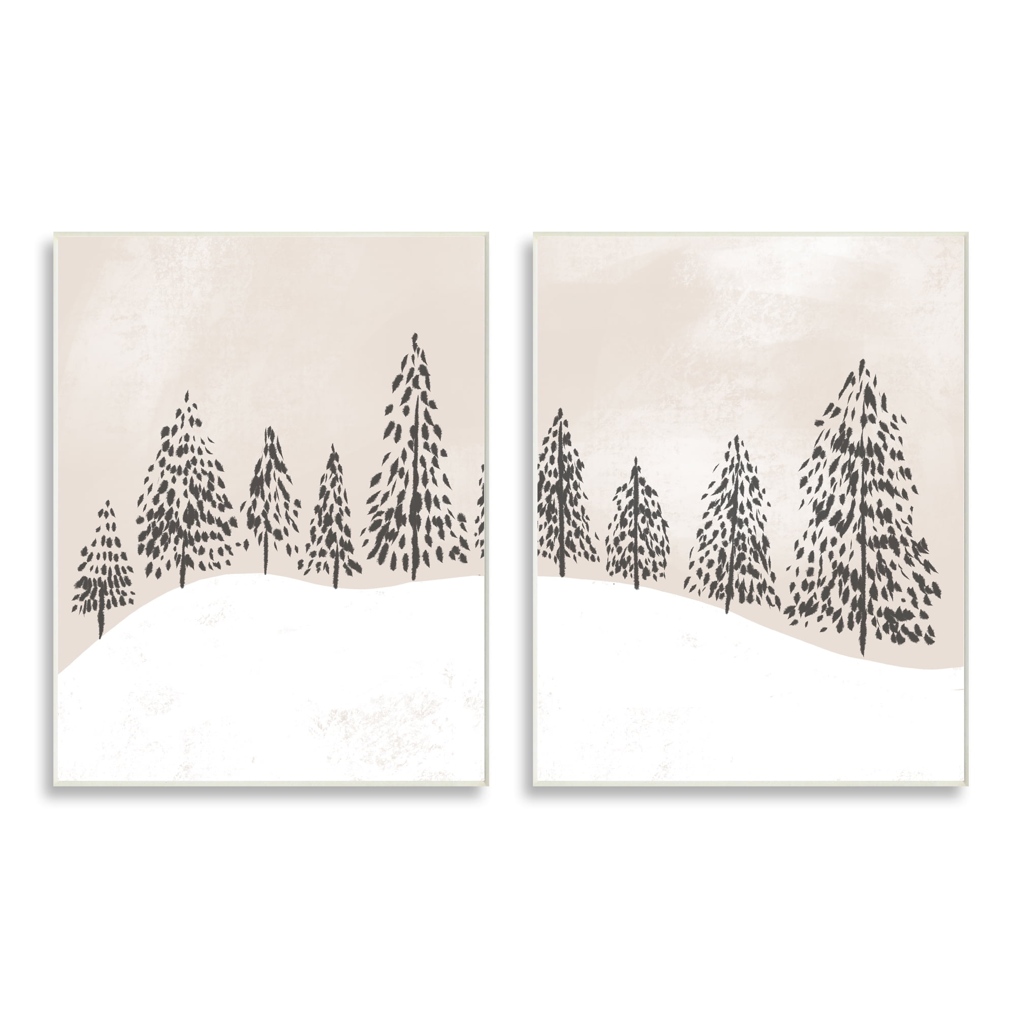 Stupell Indtries Winter Trees Abstract Snowy Landscape Beige White,13 x 19,Design by Daphne Polselli