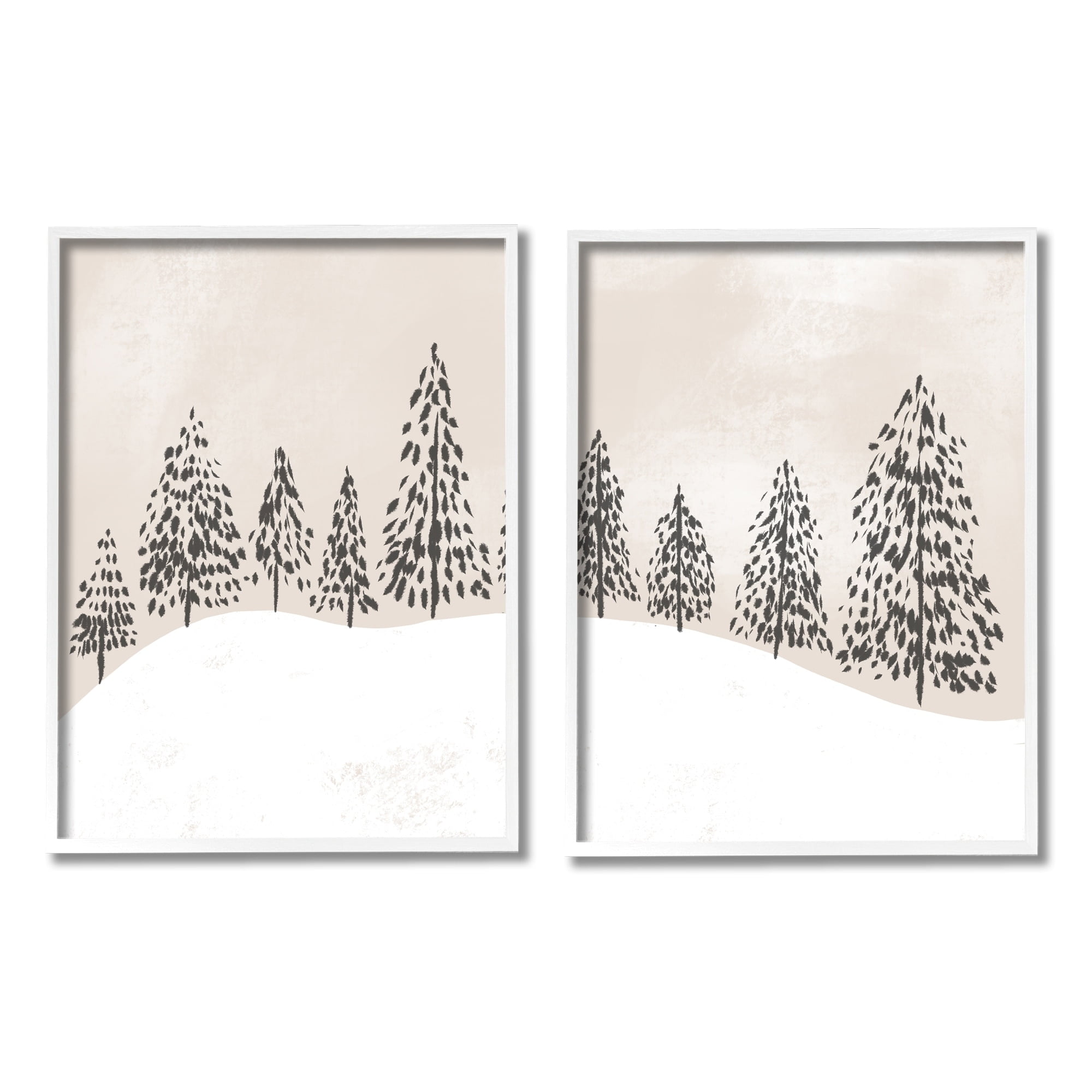 Stupell Indtries Winter Trees Abstract Snowy Landscape Beige White,16 x 20,Design by Daphne Polselli