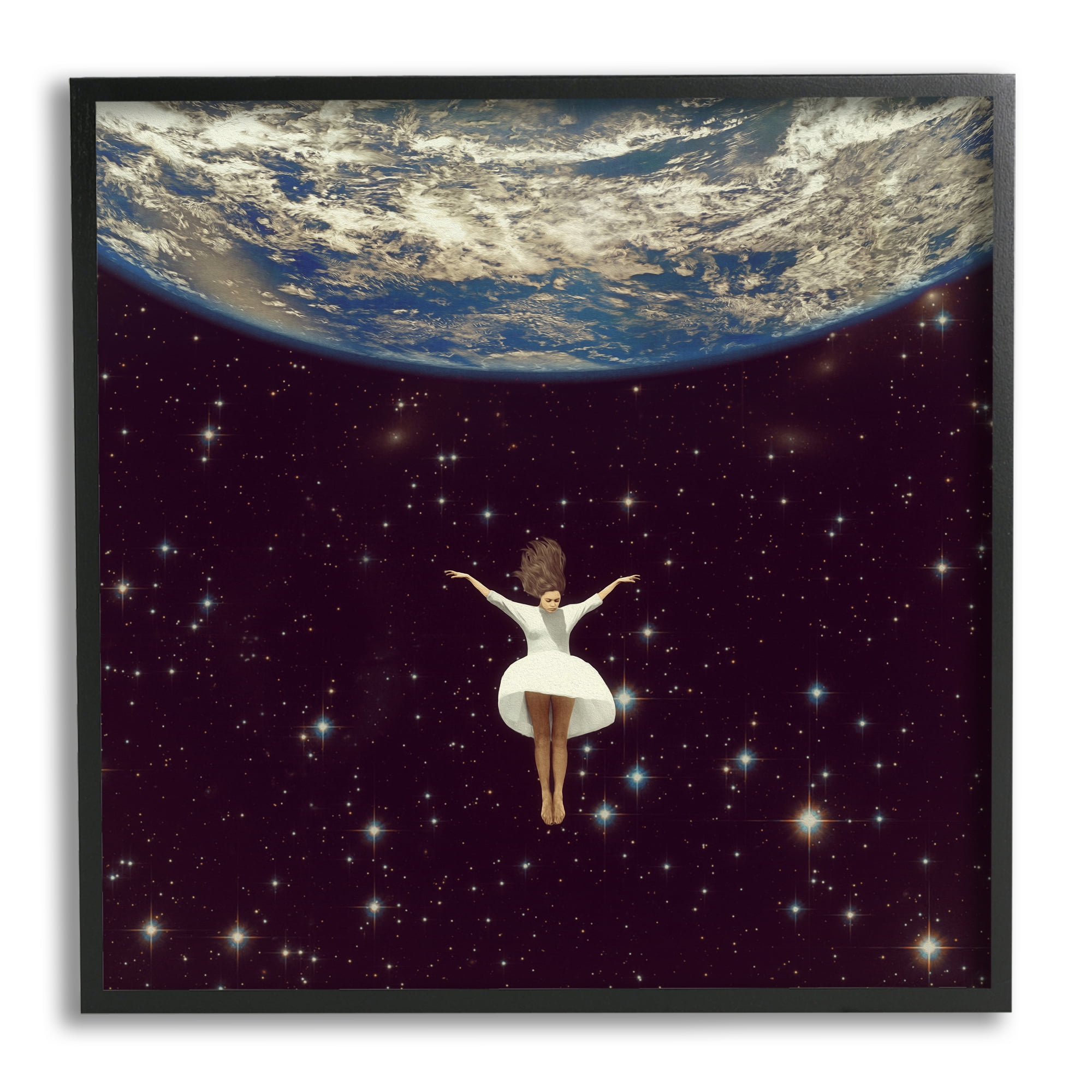 Stupell Indtries Woman Falling Through Space White Dress Earth,17 x 30,Design by Paula Belle Flores