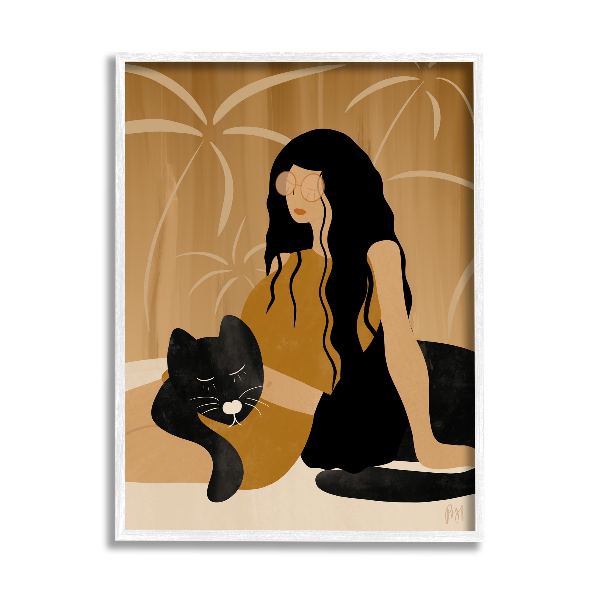Stupell Indtries Woman In Jungle Resting with Black Panther,16 x 20,Design by Birch&Ink