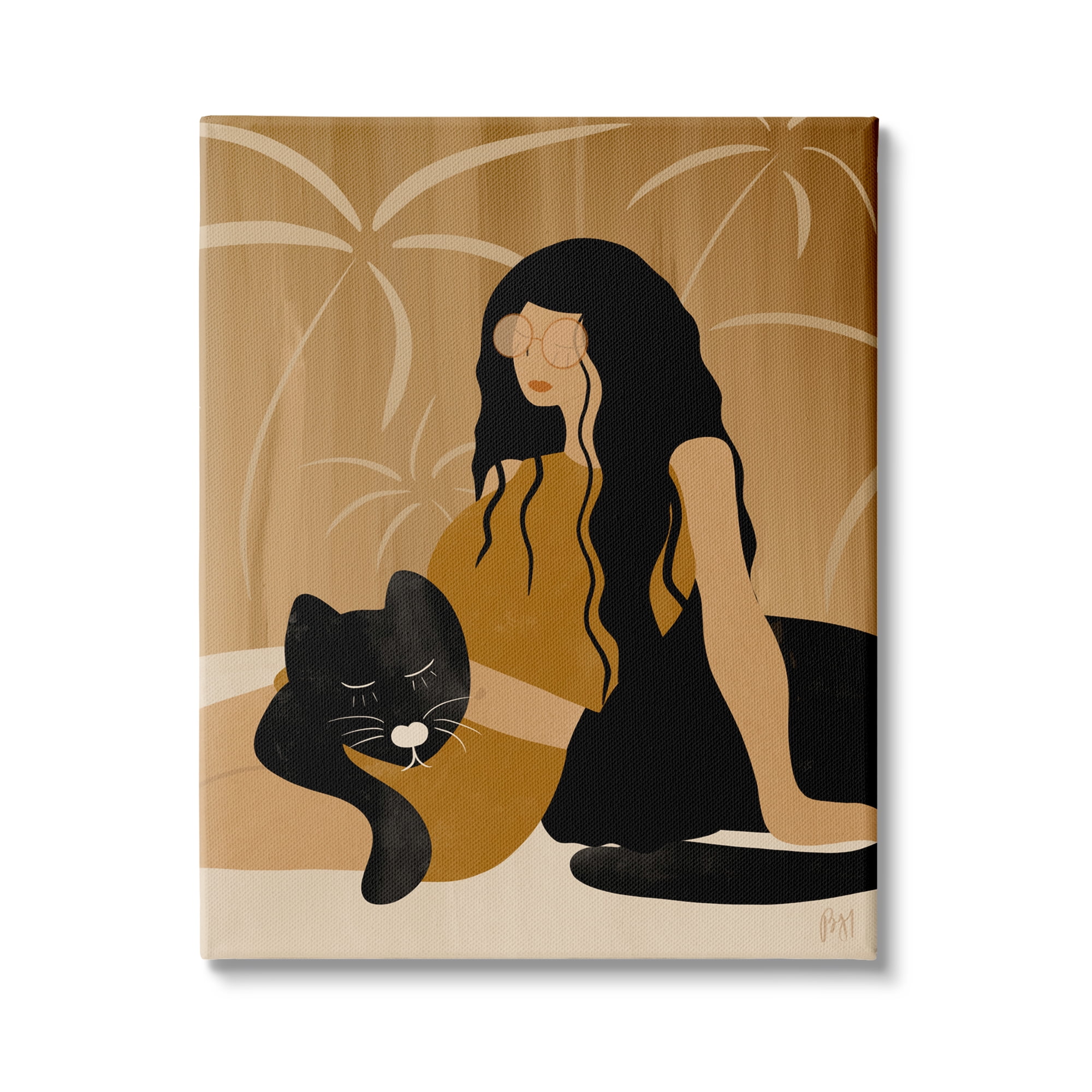 Stupell Indtries Woman In Jungle Resting with Black Panther,24 x 30,Design by Birch&Ink