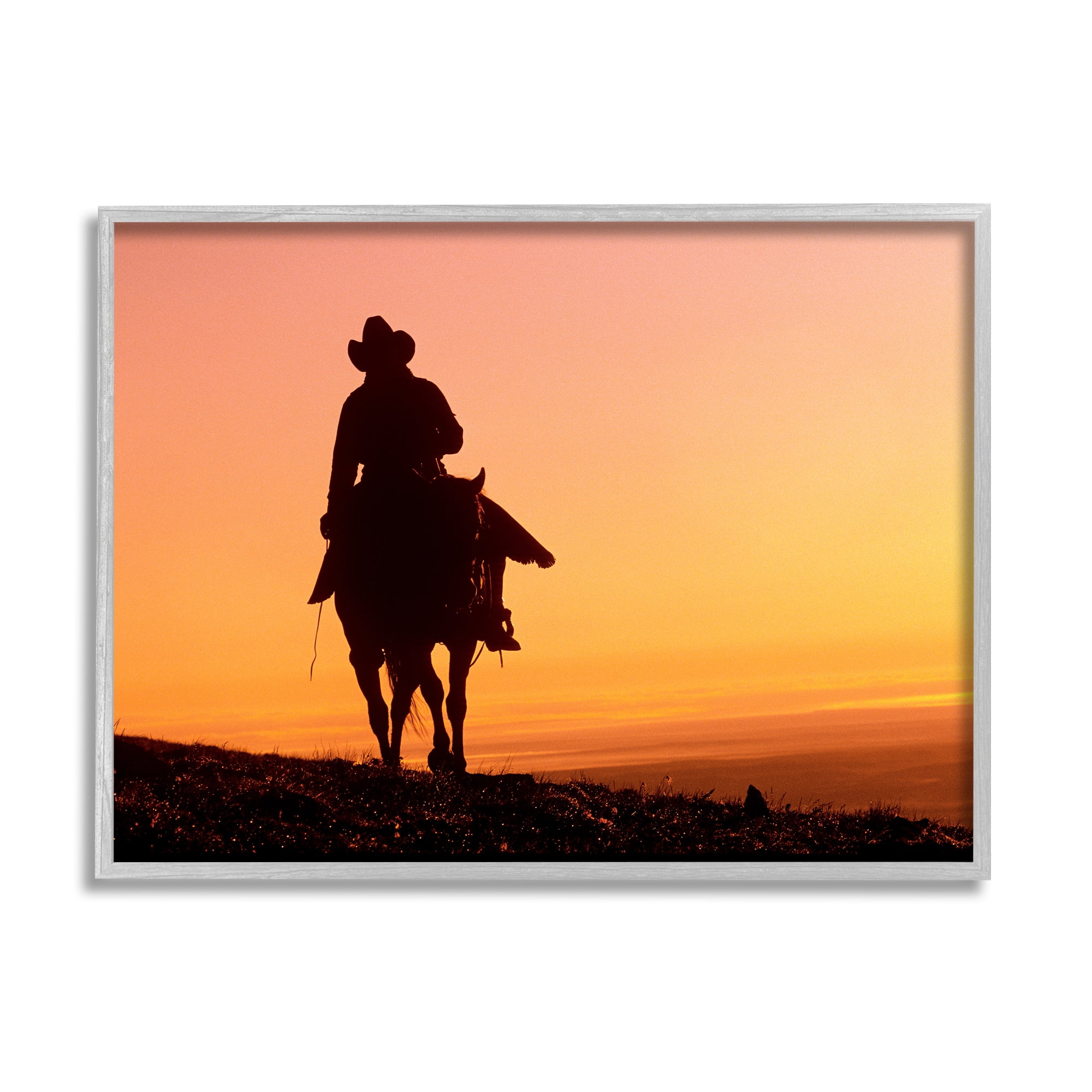 Stupell Indtries Woman Riding Horse Silhouette Southwestern Sunset Landscape,14 x 11,Design by J.C. Leacock