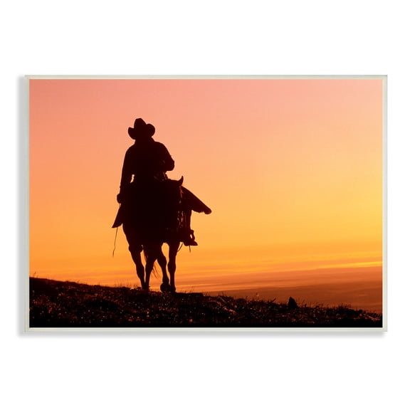 Stupell Indtries Woman Riding Horse Silhouette Southwestern Sunset Landscape,19 x 13,Design by J.C. Leacock