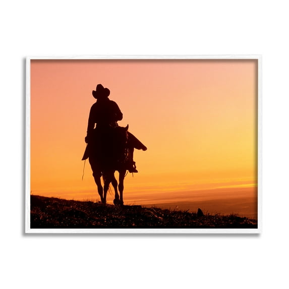 Stupell Indtries Woman Riding Horse Silhouette Southwestern Sunset Landscape,20 x 16,Design by J.C. Leacock