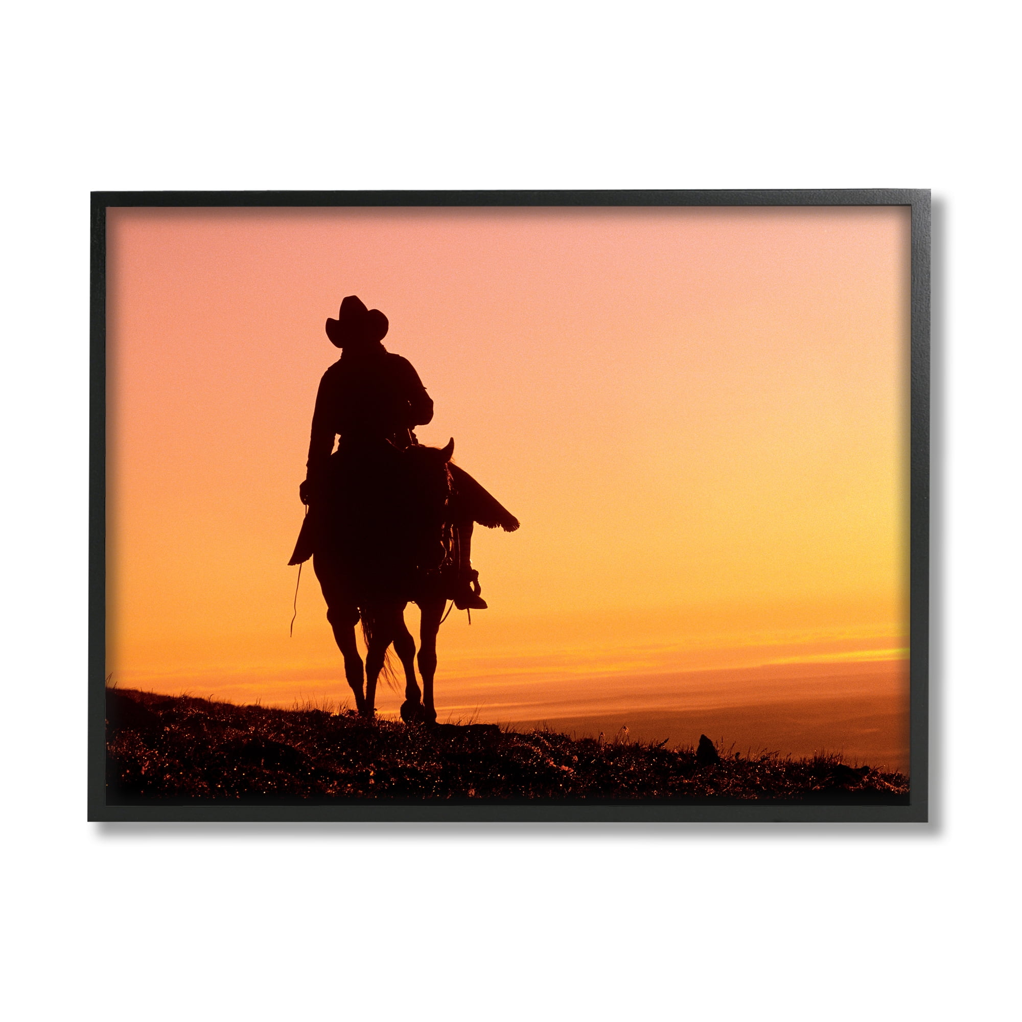 Stupell Indtries Woman Riding Horse Silhouette Southwestern Sunset Landscape,30 x 24,Design by J.C. Leacock