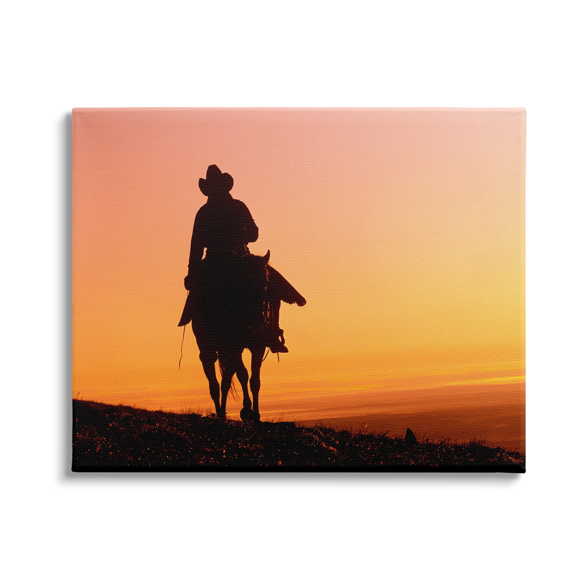 Stupell Indtries Woman Riding Horse Silhouette Southwestern Sunset Landscape,40 x 30,Design by J.C. Leacock