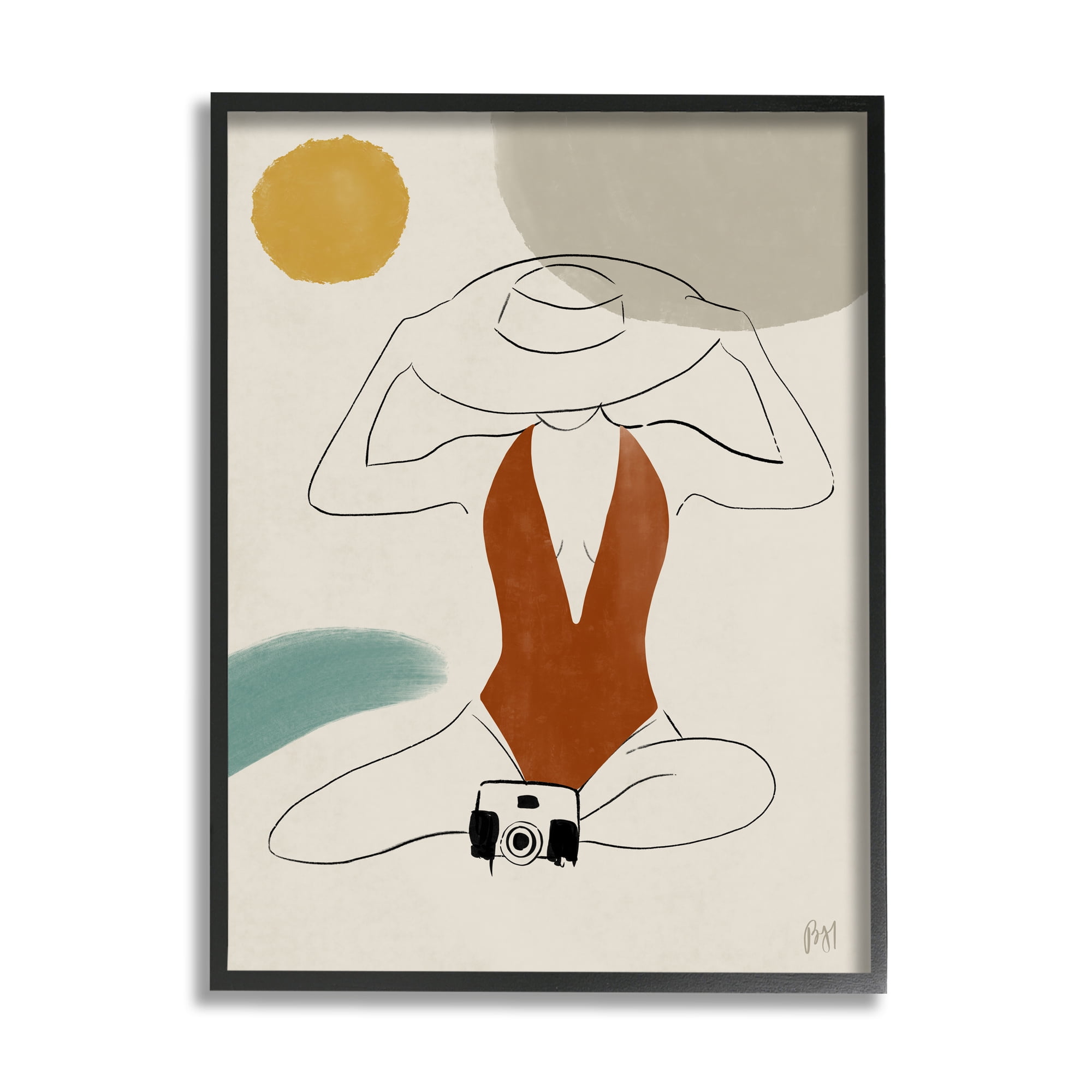 Stupell Indtries Woman in Orange Swimsuit Abstract Beach Landscape,11 x 14,Design by Birch&Ink