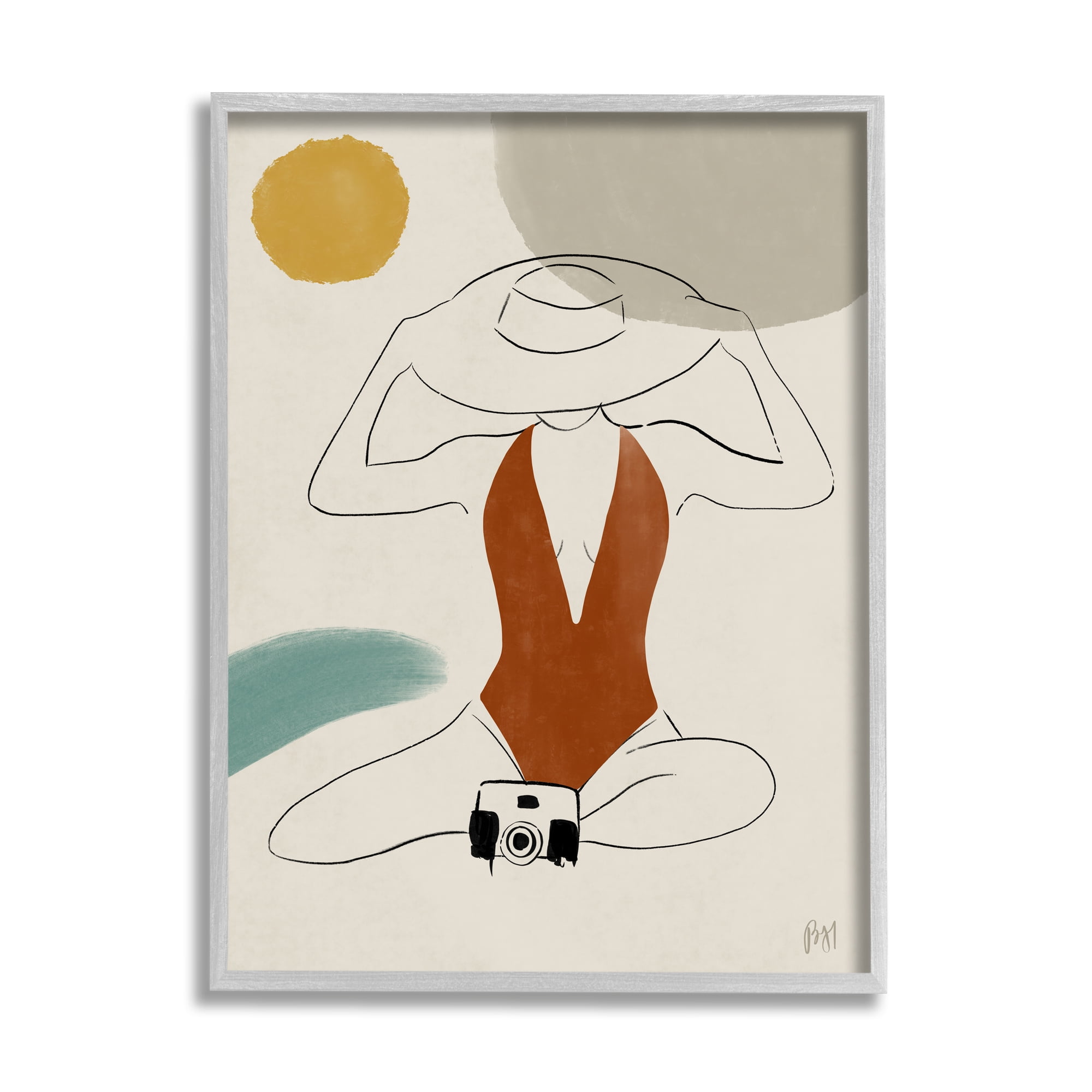 Stupell Indtries Woman in Orange Swimsuit Abstract Beach Landscape,24 x 30,Design by Birch&Ink