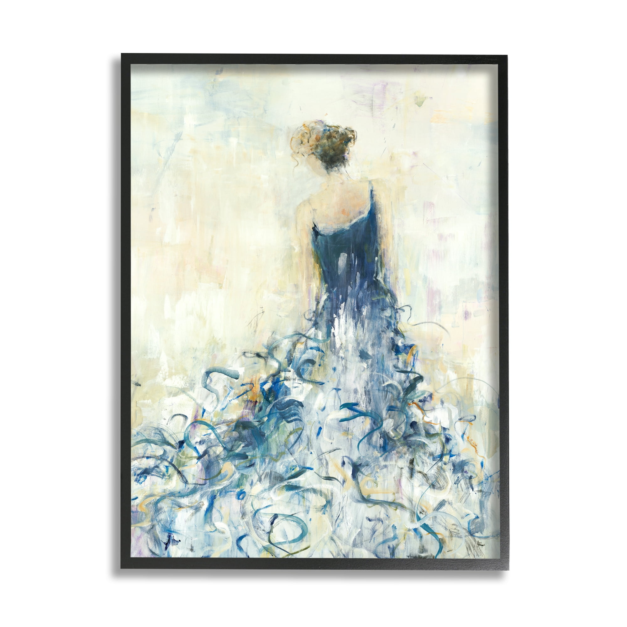 Stupell Indtries Women's Abstract Fashion Dress By Fluid Blue Curves,24 x 30,Design by Lisa Ridgers