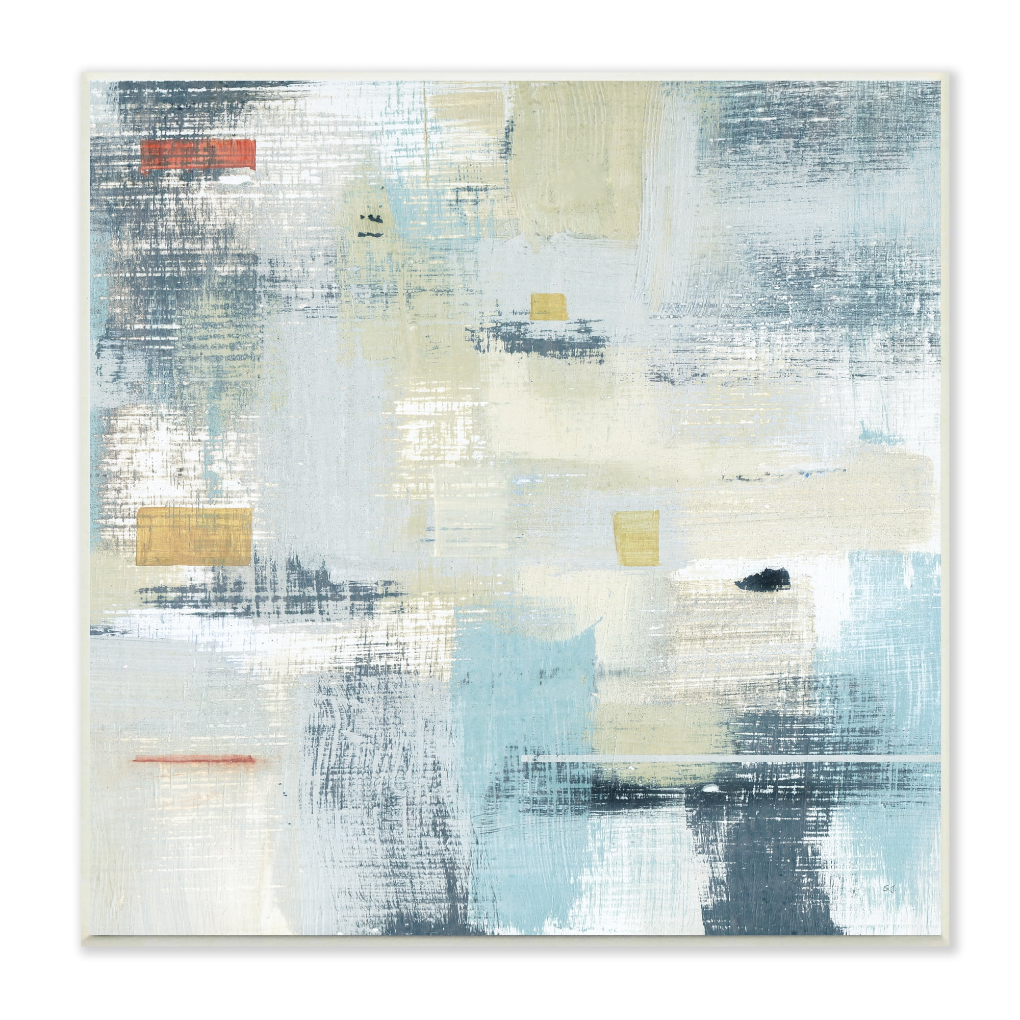 Stupell Indtries Woven Paint Stroke Abstraction Blue Beige Paint Blend,12 x 12,Design by Sn Jill