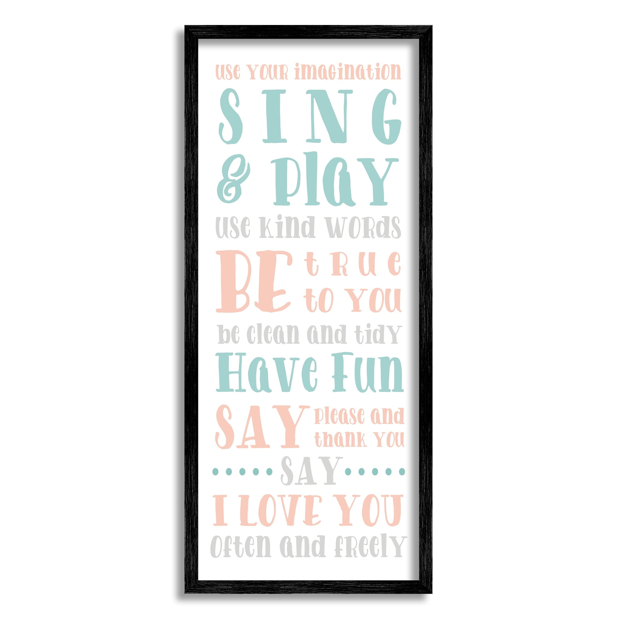 Stupell Indtries e Your Imagination Motivational List Kids Happiness Activities,10 x 24,Design by Anna Quach
