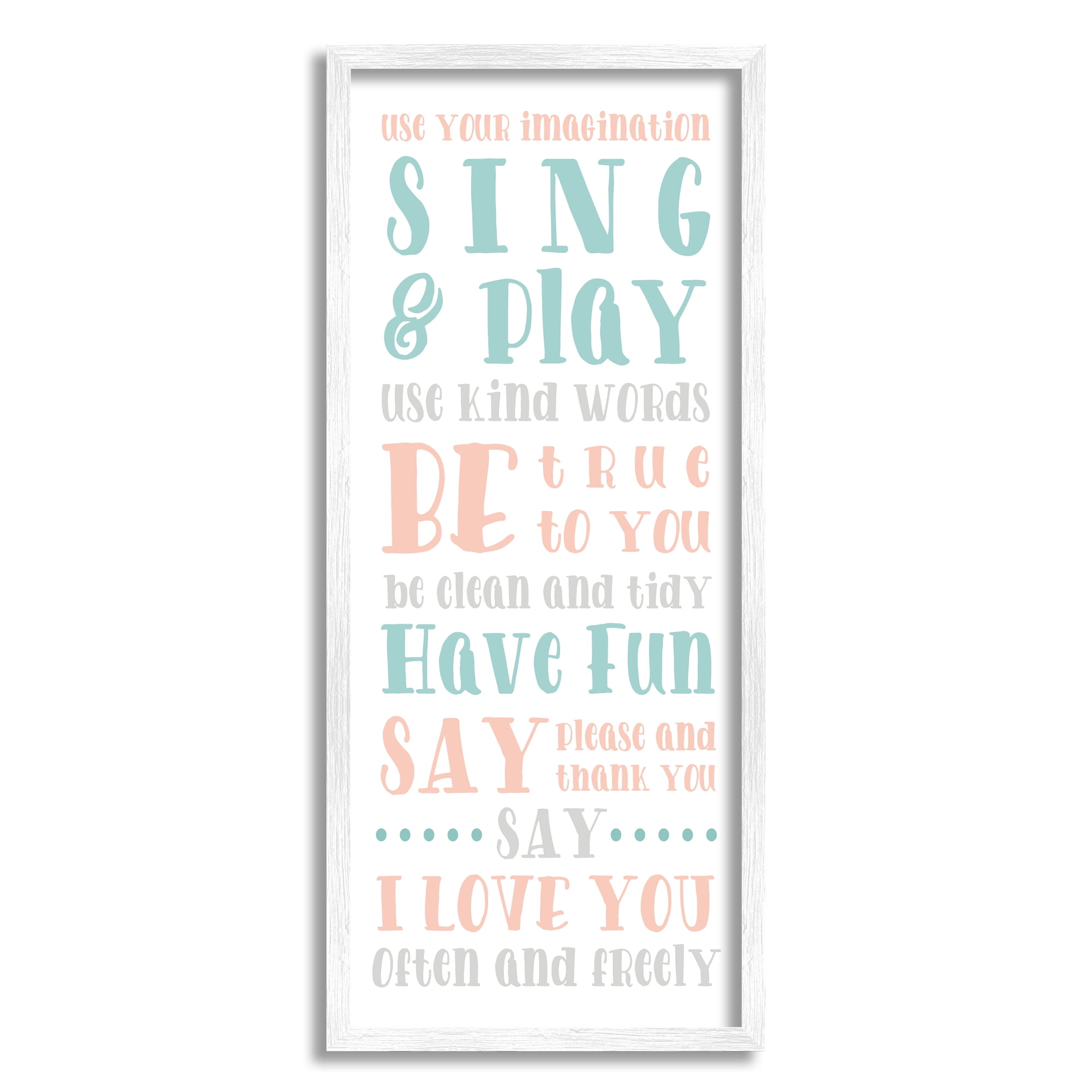Stupell Indtries e Your Imagination Motivational List Kids Happiness Activities,13 x 30,Design by Anna Quach