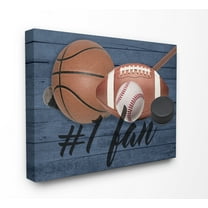Stupell Industries #1 Fan Sports Plank Sports Painting Gallery Wrapped Canvas Art Print Wall Art, 16 x 20
