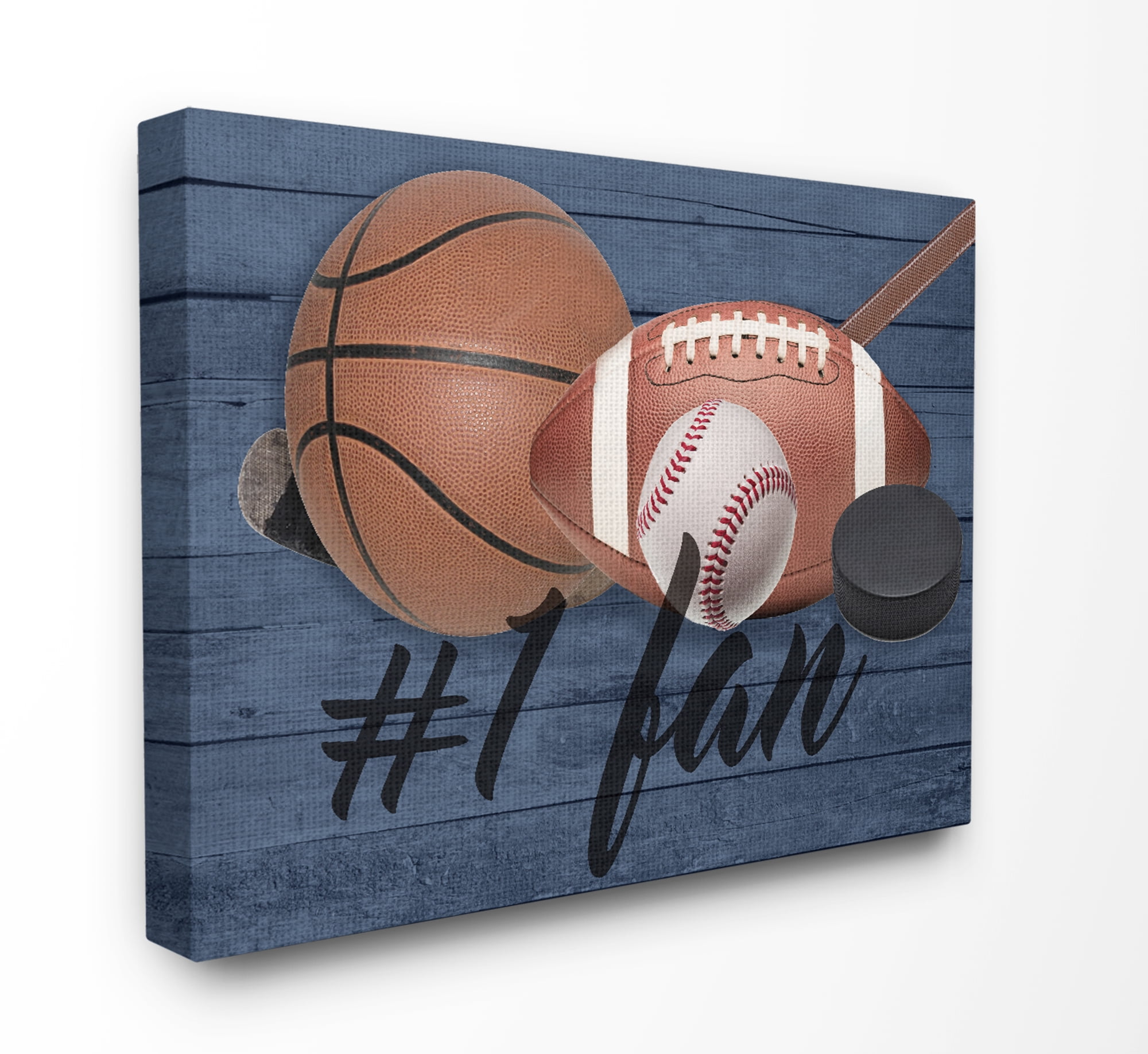 Stupell Industries #1 Fan Sports Plank Sports Painting Gallery Wrapped Canvas Art Print Wall Art, 24 x 30