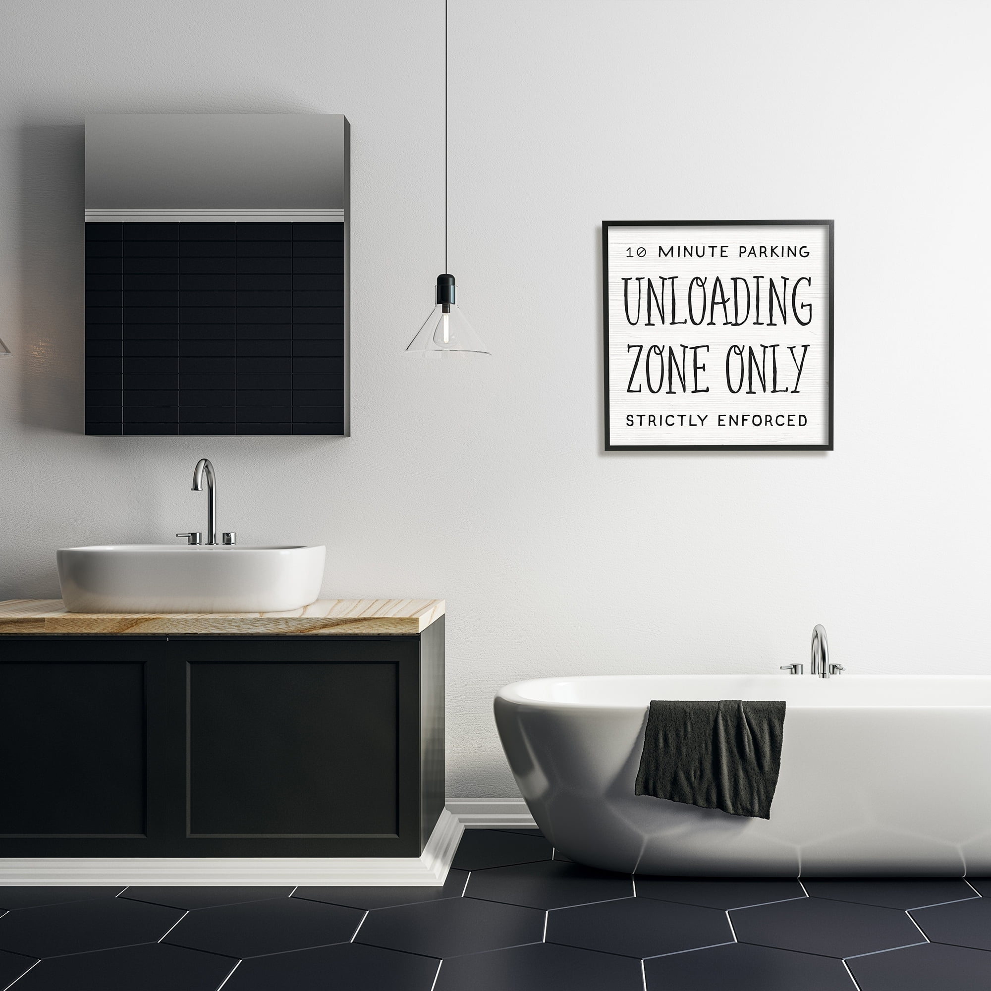 Stupell Industries 10 Minute Parking Funny Bathroom Phrase Unloading Zone, 24 x 24, Design by Daphne Polselli