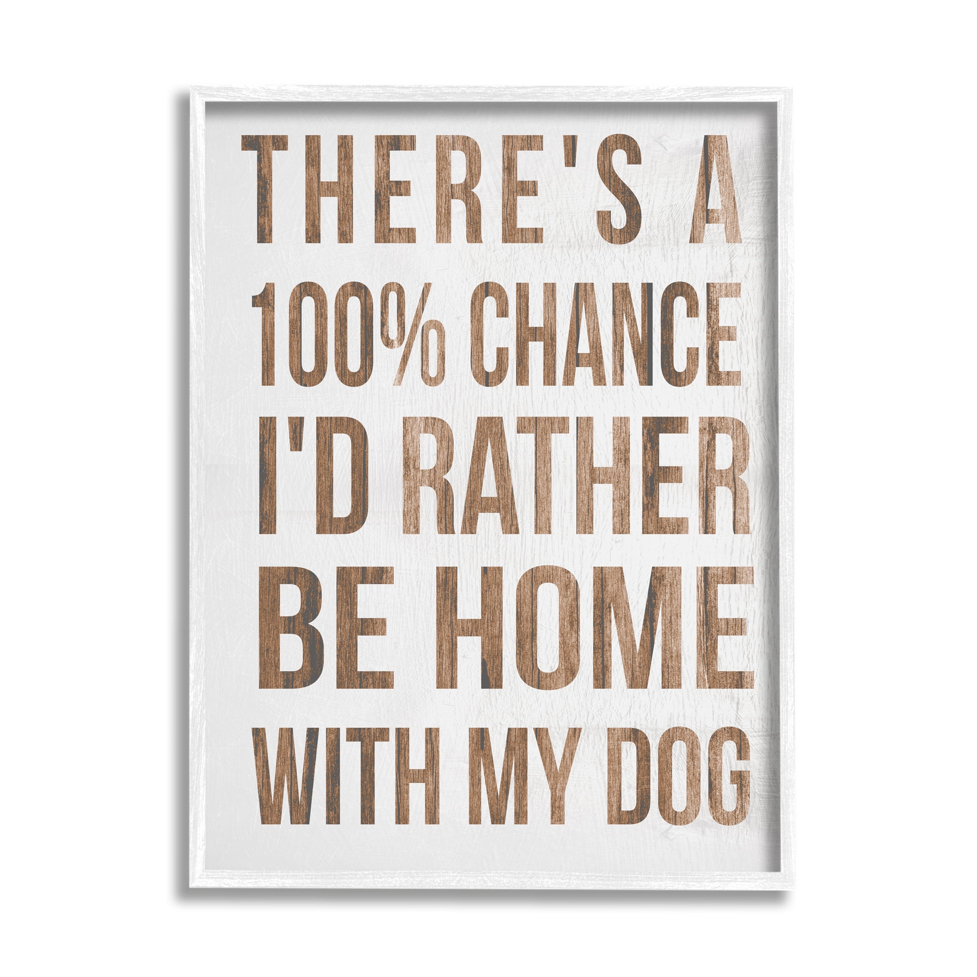 Stupell Industries 100% I'd Rather Be Home With Dog Phrase, 16 x 20, Design by Daphne Polselli