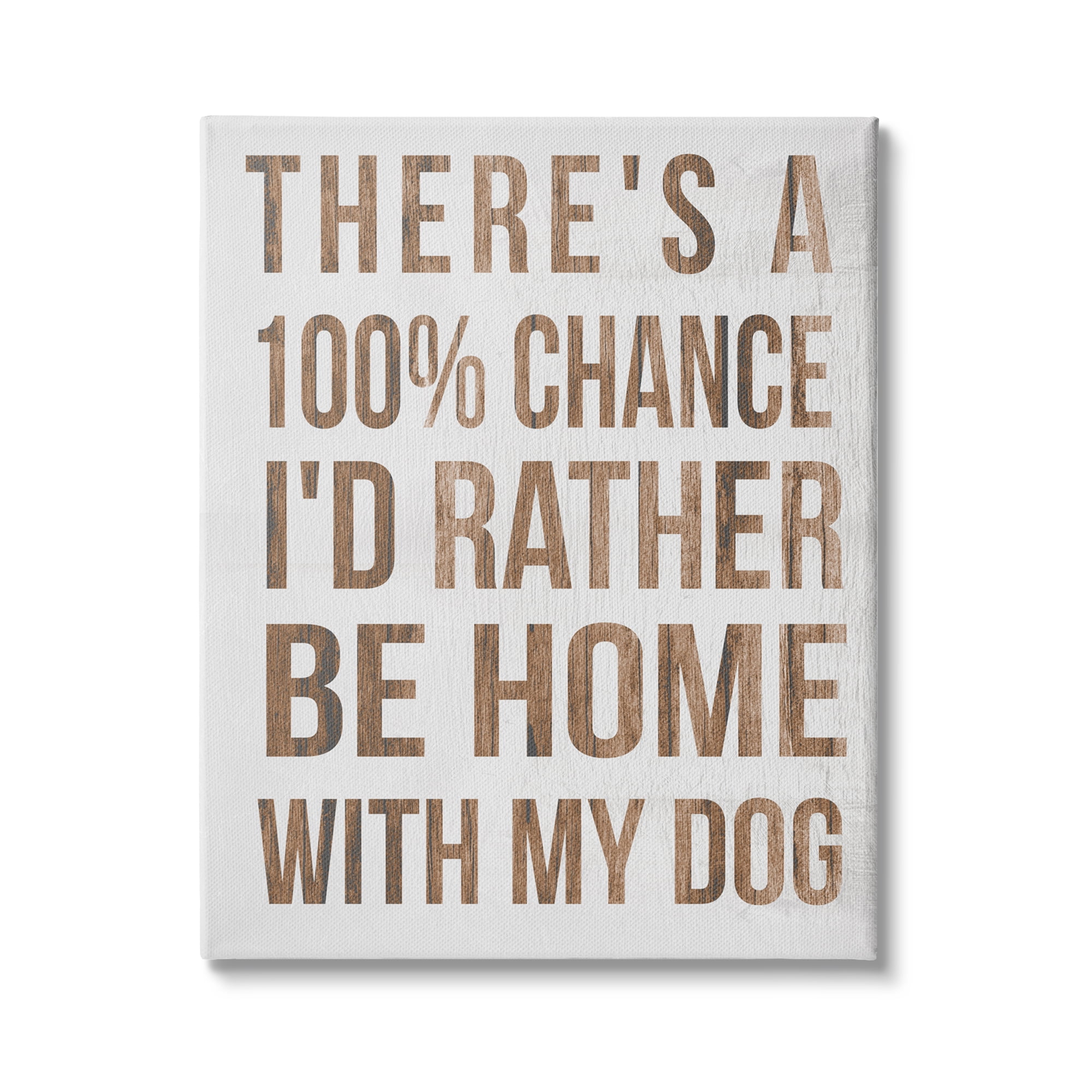 Stupell Industries 100% I'd Rather Be Home With Dog Phrase, 36 x 48, Design by Daphne Polselli