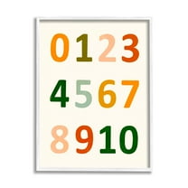 Stupell Industries 123 Number Chart Soft Earth Tone Terracotta Numeric Coastal Painting White Framed Art Print Wall Art, 16 x 20, Design by Victoria Borges