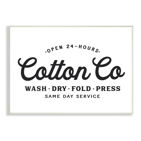 Stupell Industries 24 Hour Cotton Co. Laundry Sign Same Day Service, 13 x 19, Designed by Lettered and Lined