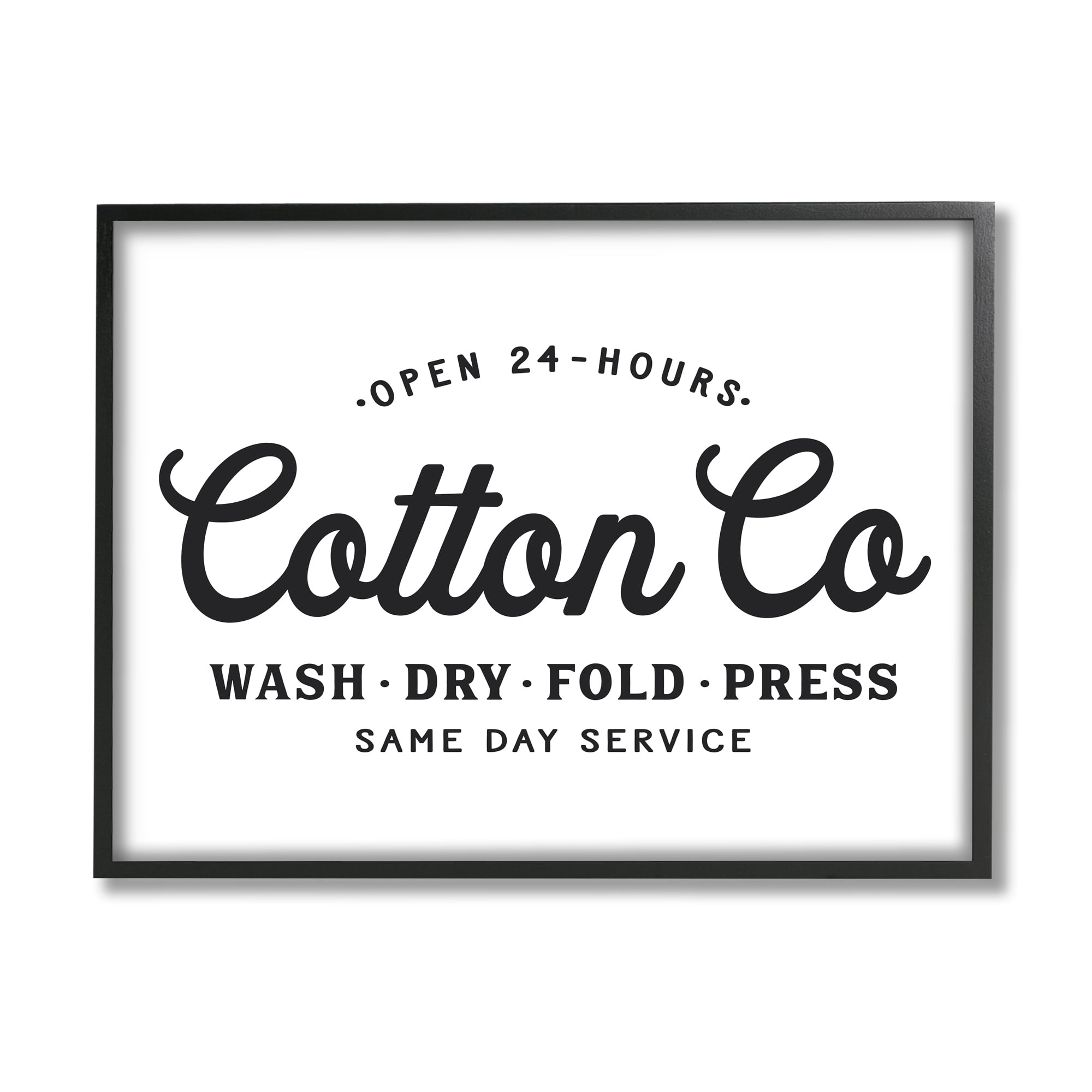 Stupell Industries 24 Hour Cotton Co. Laundry Sign Same Day Service, 16 x 20, Designed by Lettered and Lined