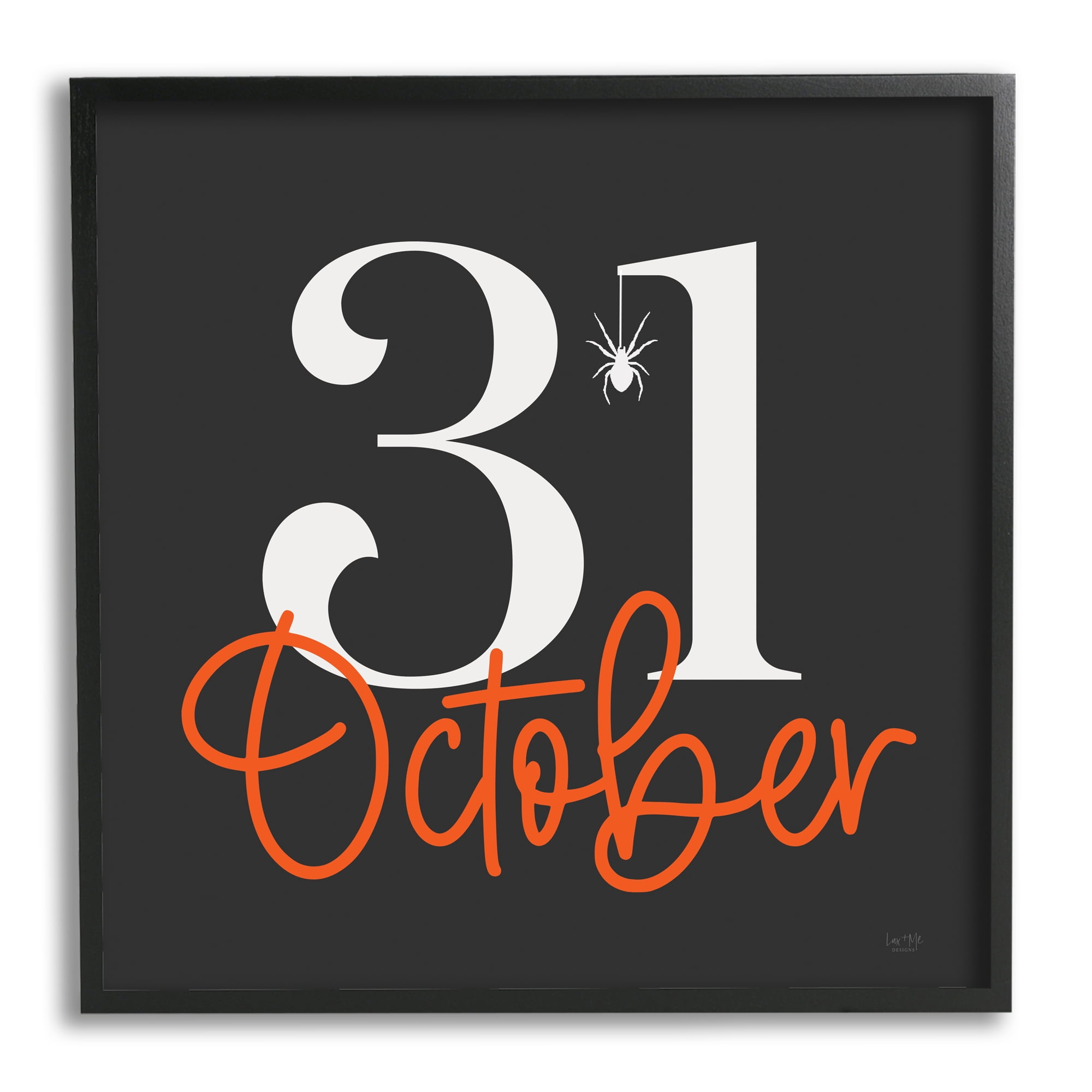 Stupell Industries 31 October Halloween Date Holiday Painting Black Framed Art Print Wall Art, 24 x 24