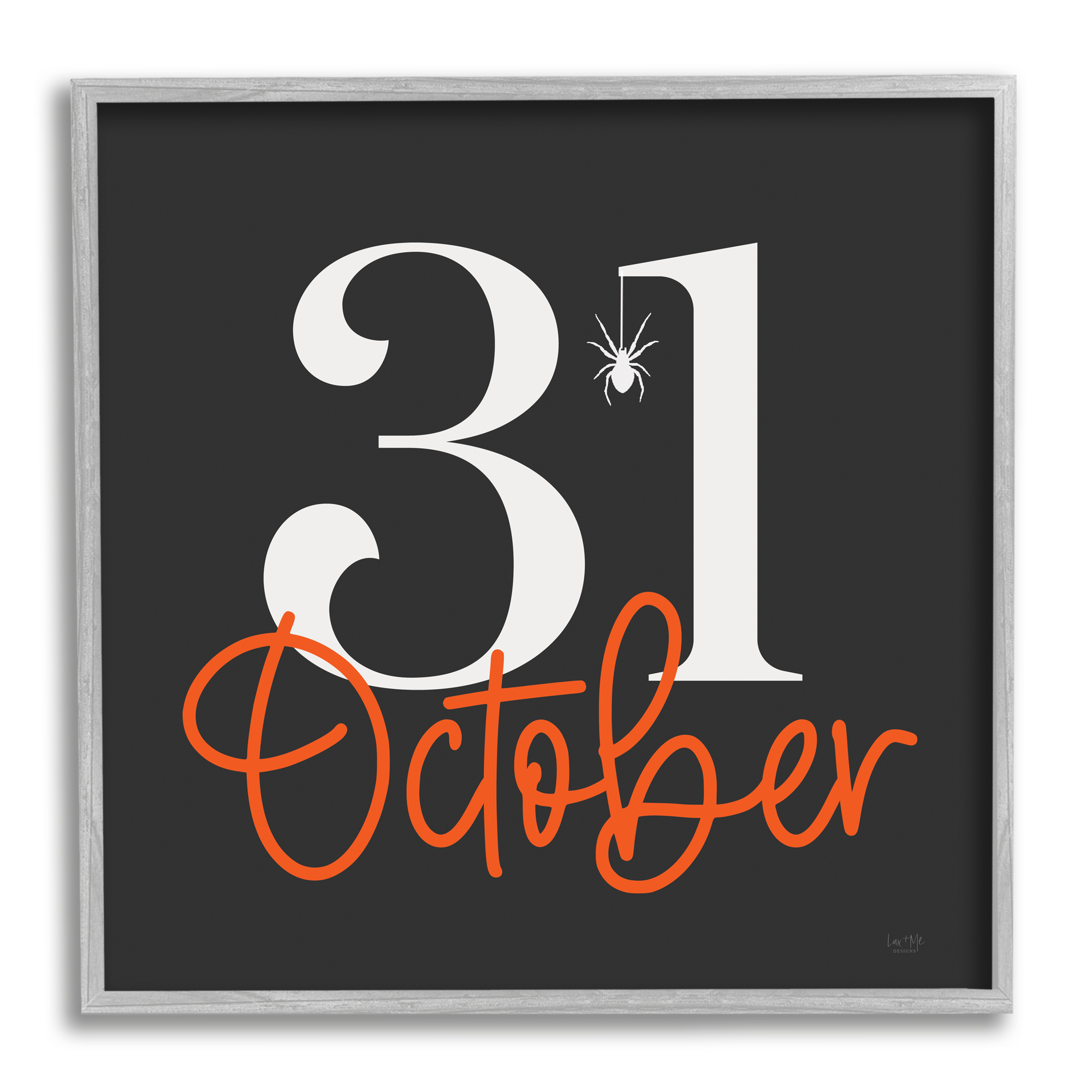 Stupell Industries 31 October Halloween Date Holiday Painting Gray Framed Art Print Wall Art, 17 x 17