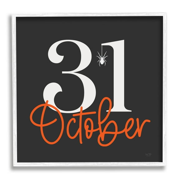 Stupell Industries 31 October Halloween Date Holiday Painting White Framed Art Print Wall Art, 24 x 24