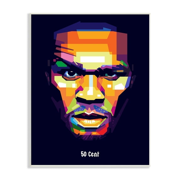Stupell Industries 50 Cent Modern Geometric Portrait Abstract Shapes, 13 x 19, Design by Birch&Ink
