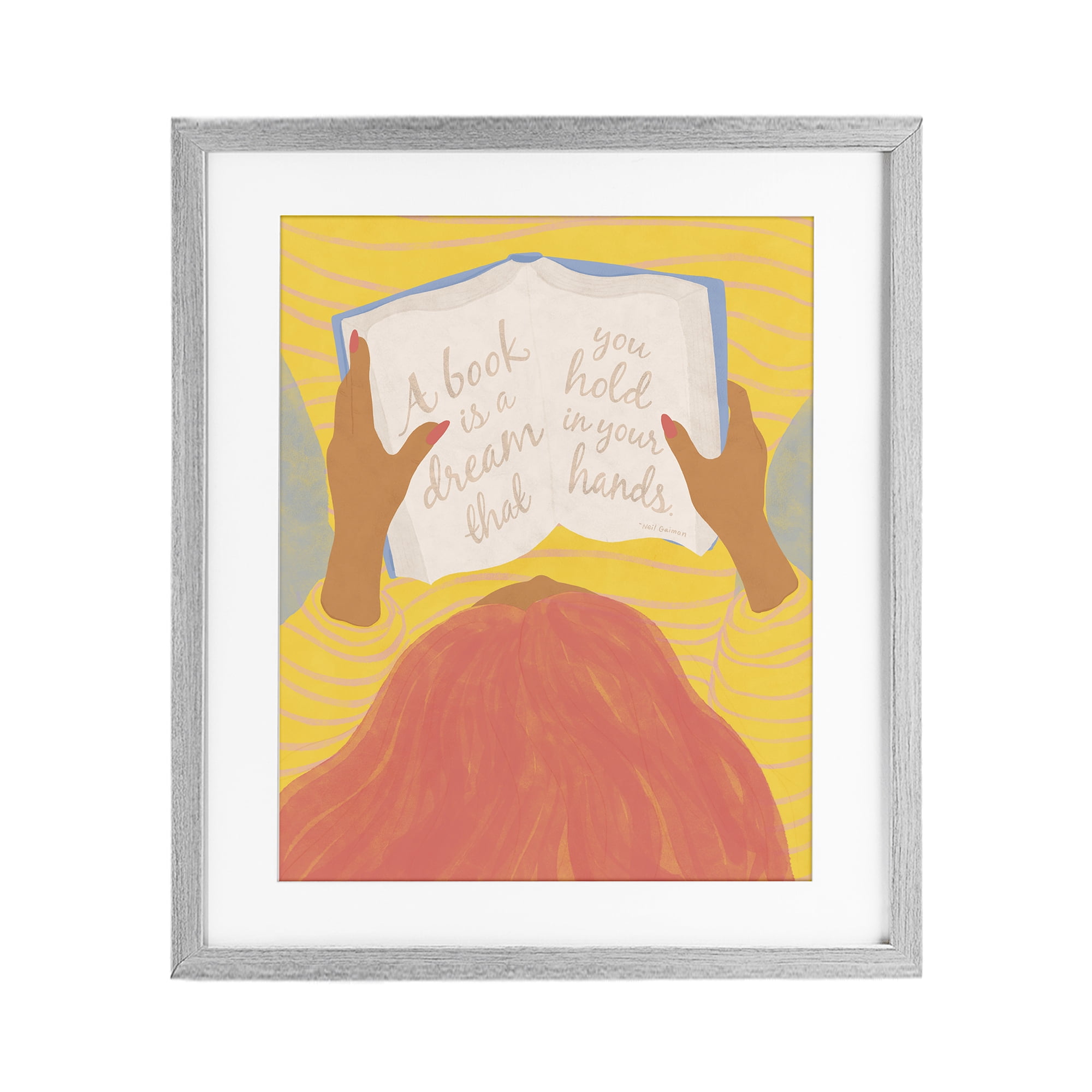 Stupell Industries A Book Is A Dream Gray Framed Print Under Glass, design by Kristina Hultkrantz