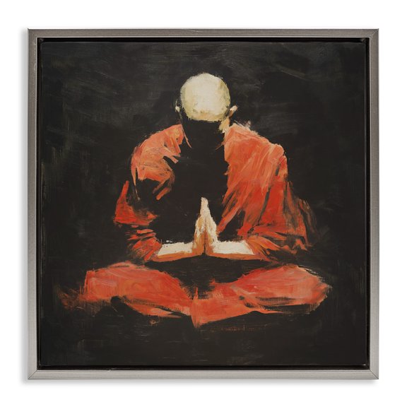 Stupell Industries Transitional A Calm Within Meditation Gray Floating Frame Canvas Art, 25 x 25, by Svetlana Aleynikova