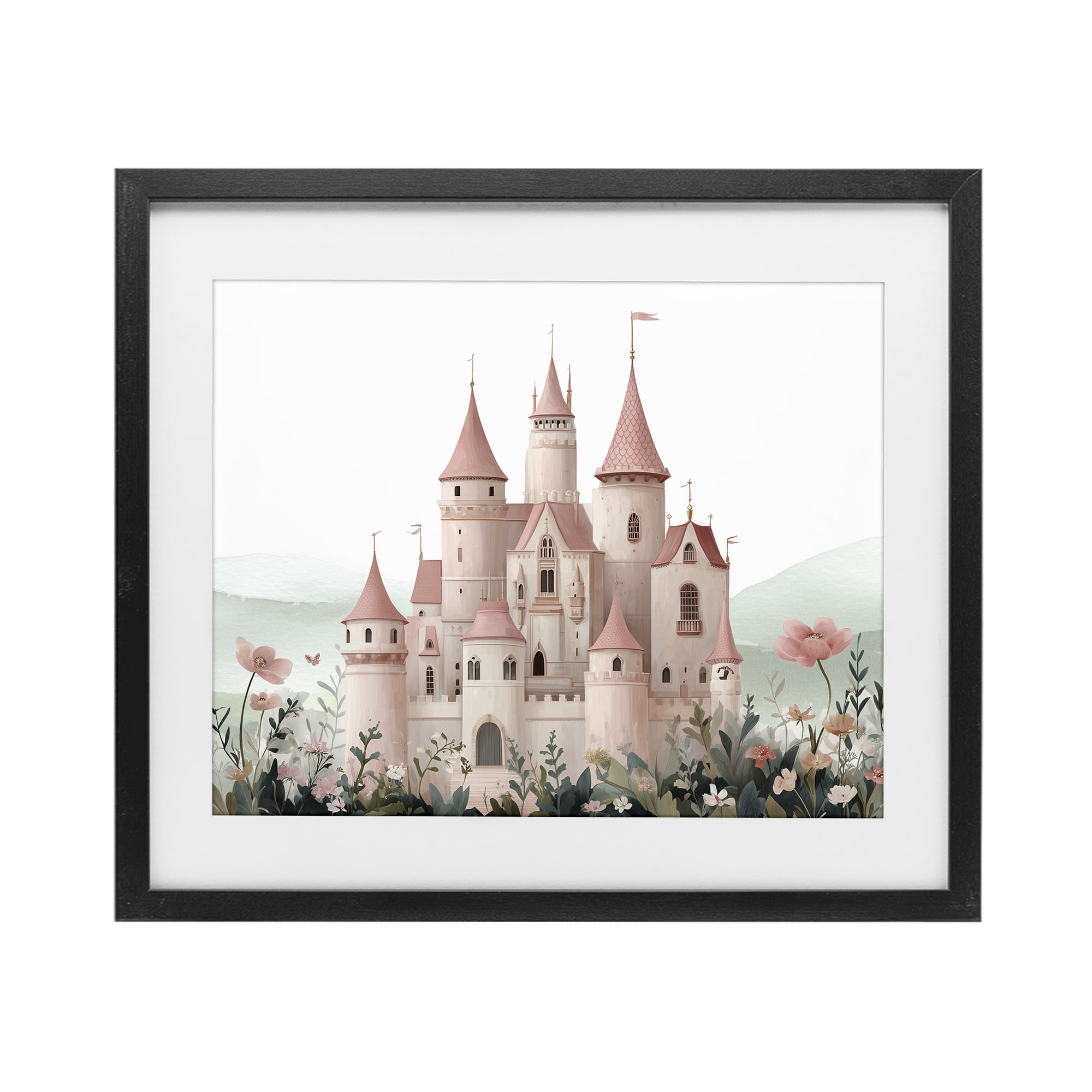 Stupell Industries A Castle For Princess Black Framed Print Under Glass, design by Christine Simpson Art