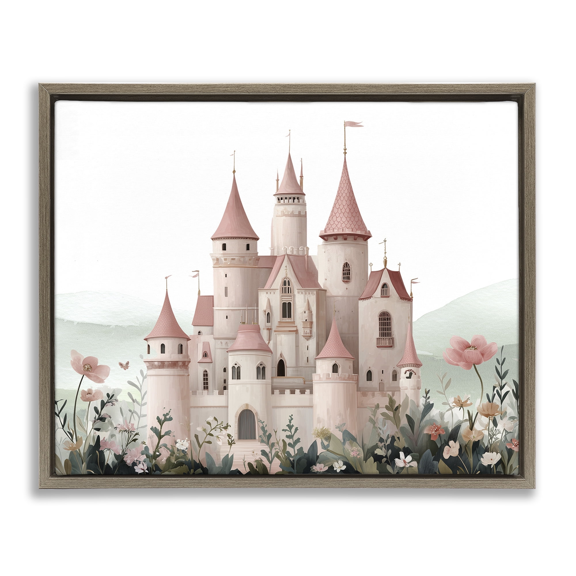 Stupell Industries A Castle For Princess Brown Framed Floater Canvas Wall Art, design by Christine Simpson Art