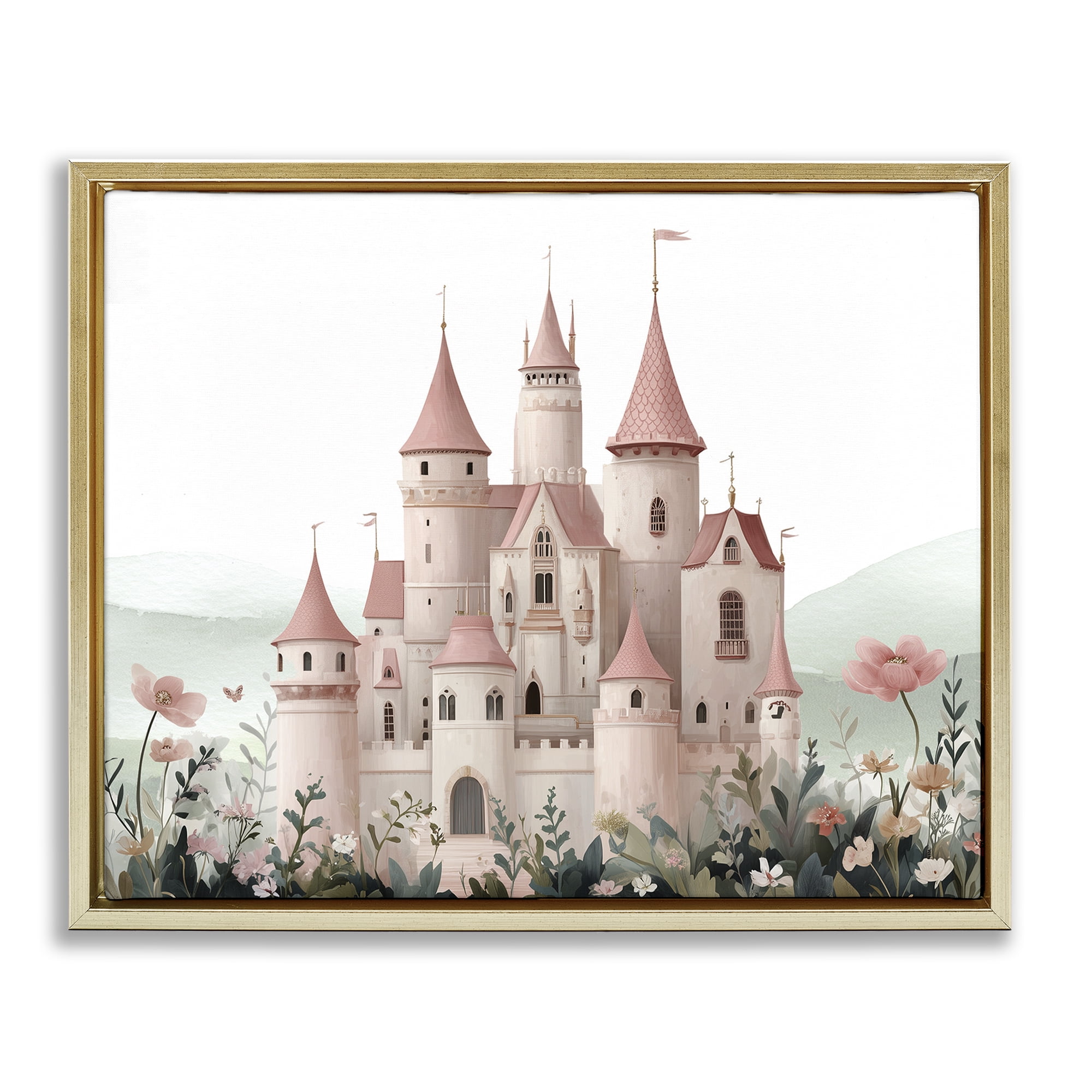 Stupell Industries A Castle For Princess Gold Framed Floater Canvas Wall Art, design by Christine Simpson Art