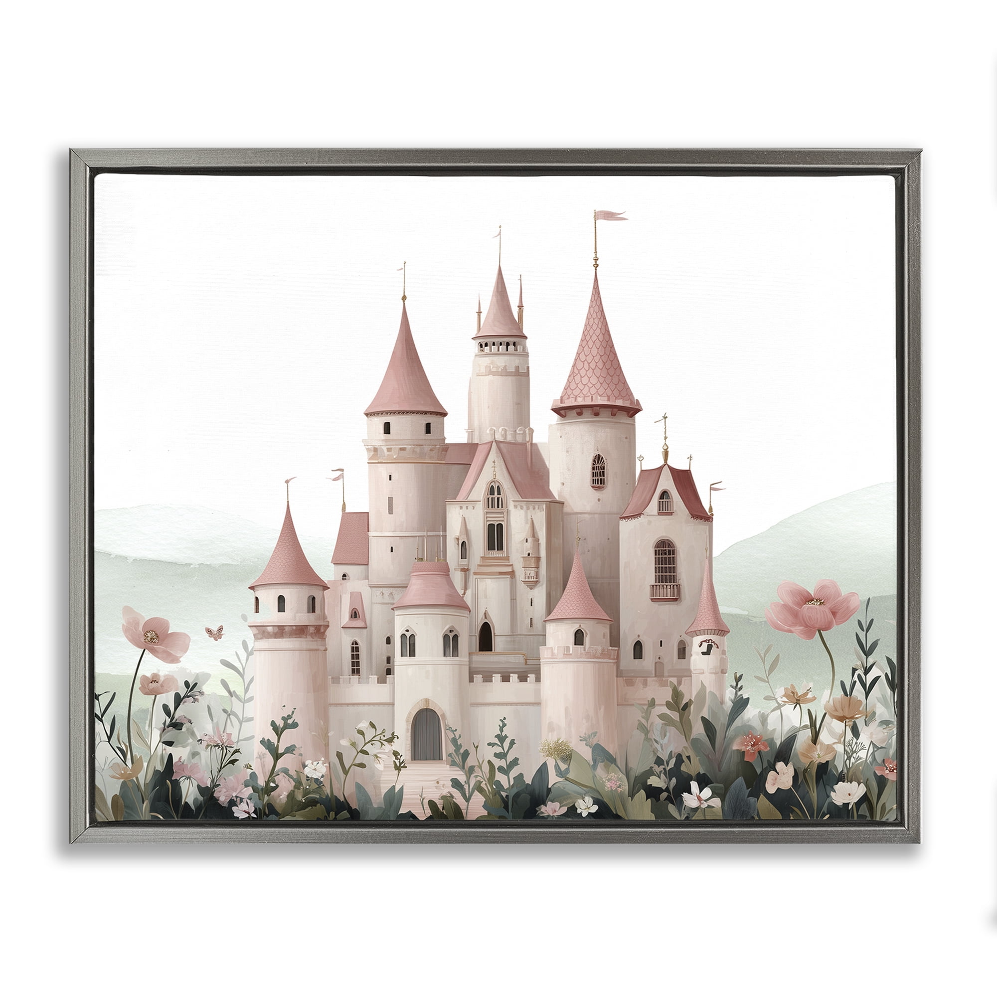 Stupell Industries A Castle For Princess Gray Framed Floater Canvas Wall Art, design by Christine Simpson Art