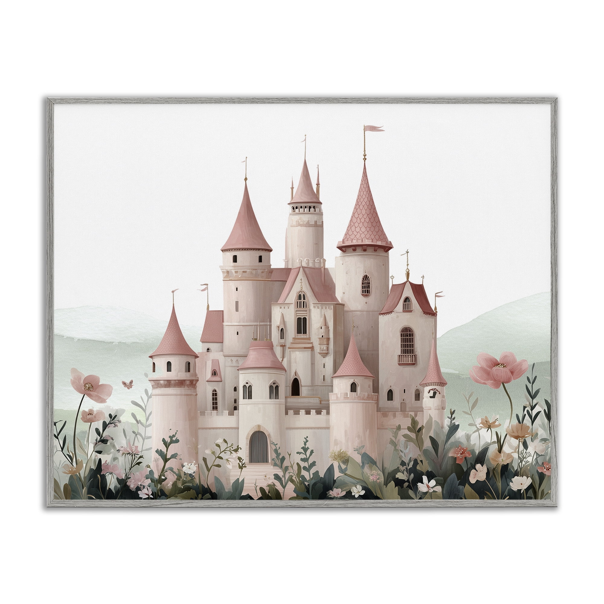 Stupell Industries A Castle For Princess Gray Framed Giclee Art, design by Christine Simpson Art
