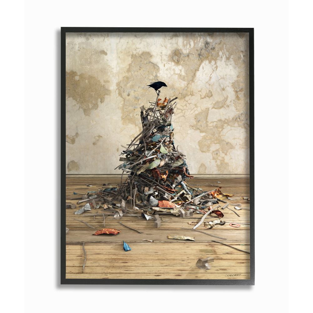 Multi-Color Abstract Bird Graphic Art on Canvas with Black Frame