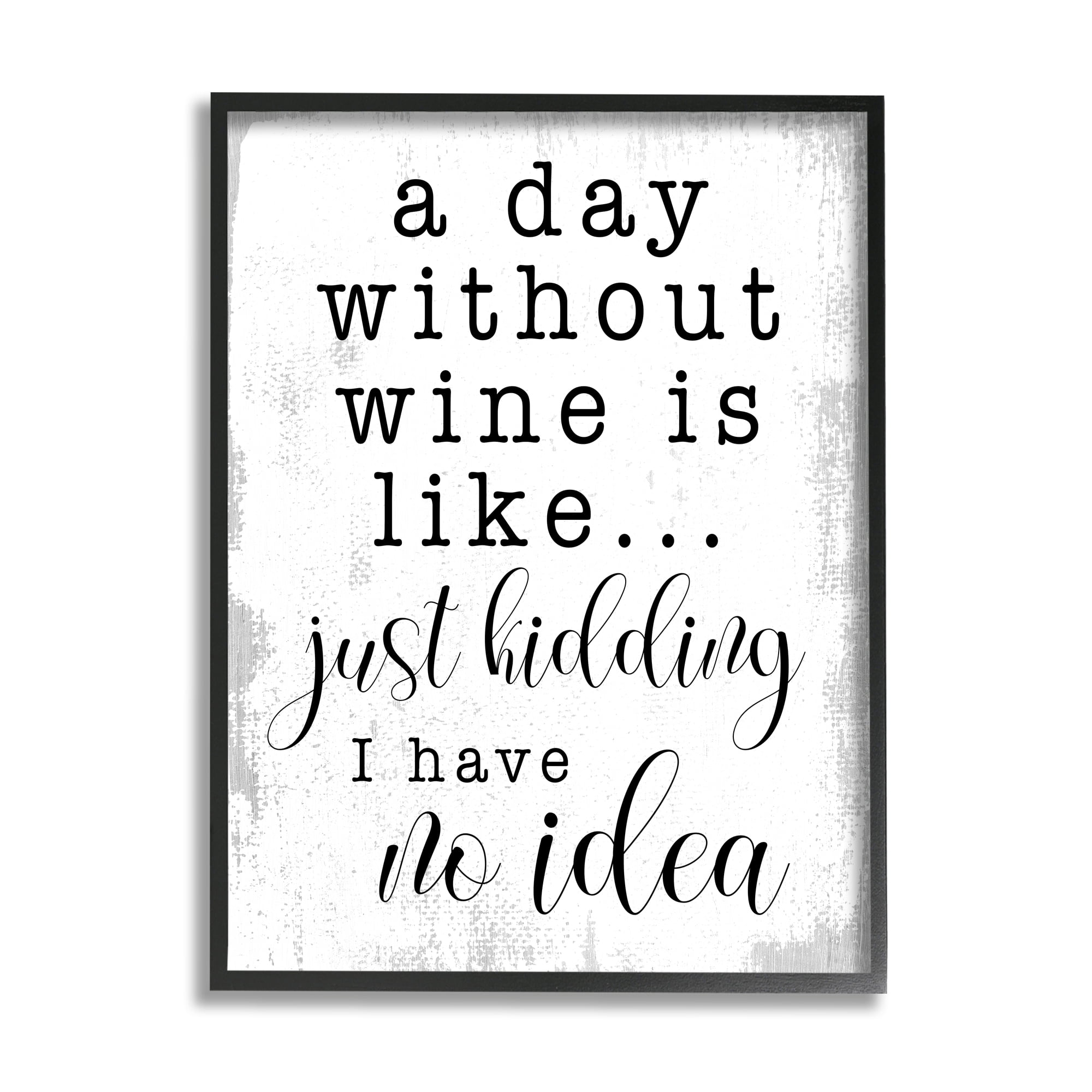 Stupell Industries A Day Without Wine Happy Hour Drinking Phrase Modern Painting Black Framed Art Print Wall Art, 11 x 14, Design by Daphne Polselli