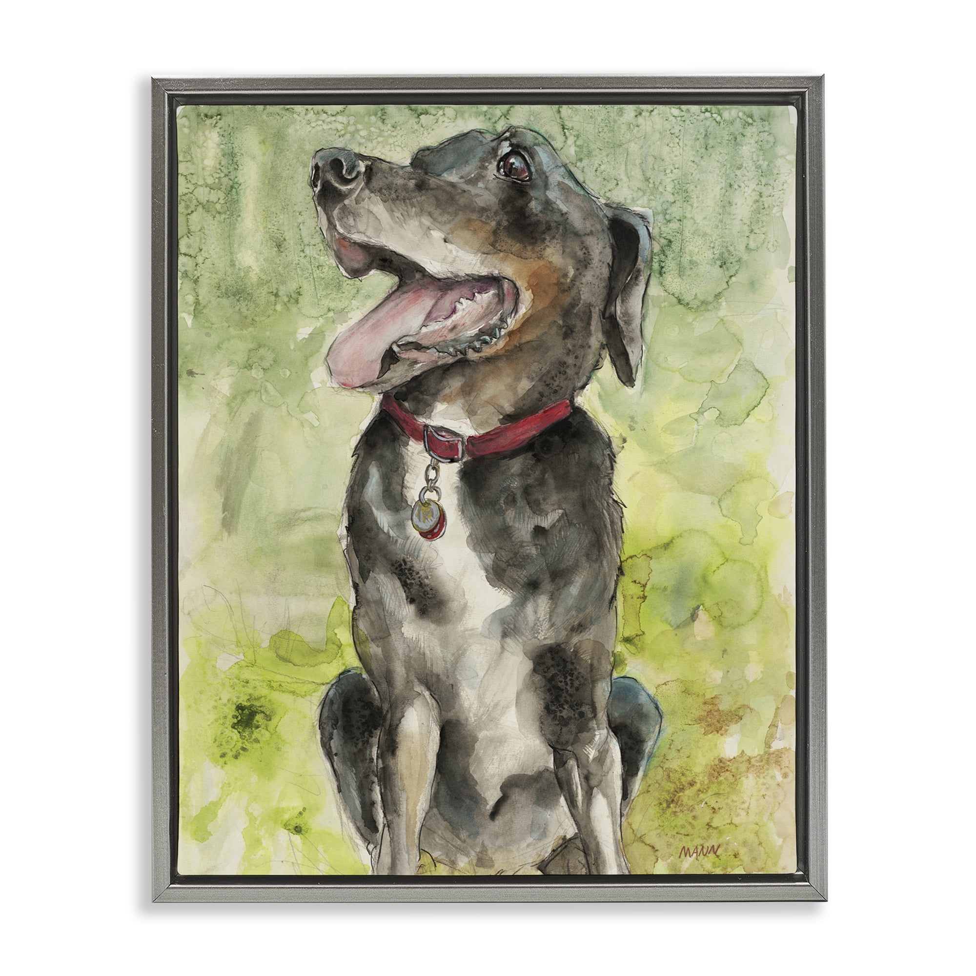 Stupell Industries A Dog's Happiness Gray Framed Floater Canvas Wall Art, design by Patti Mann