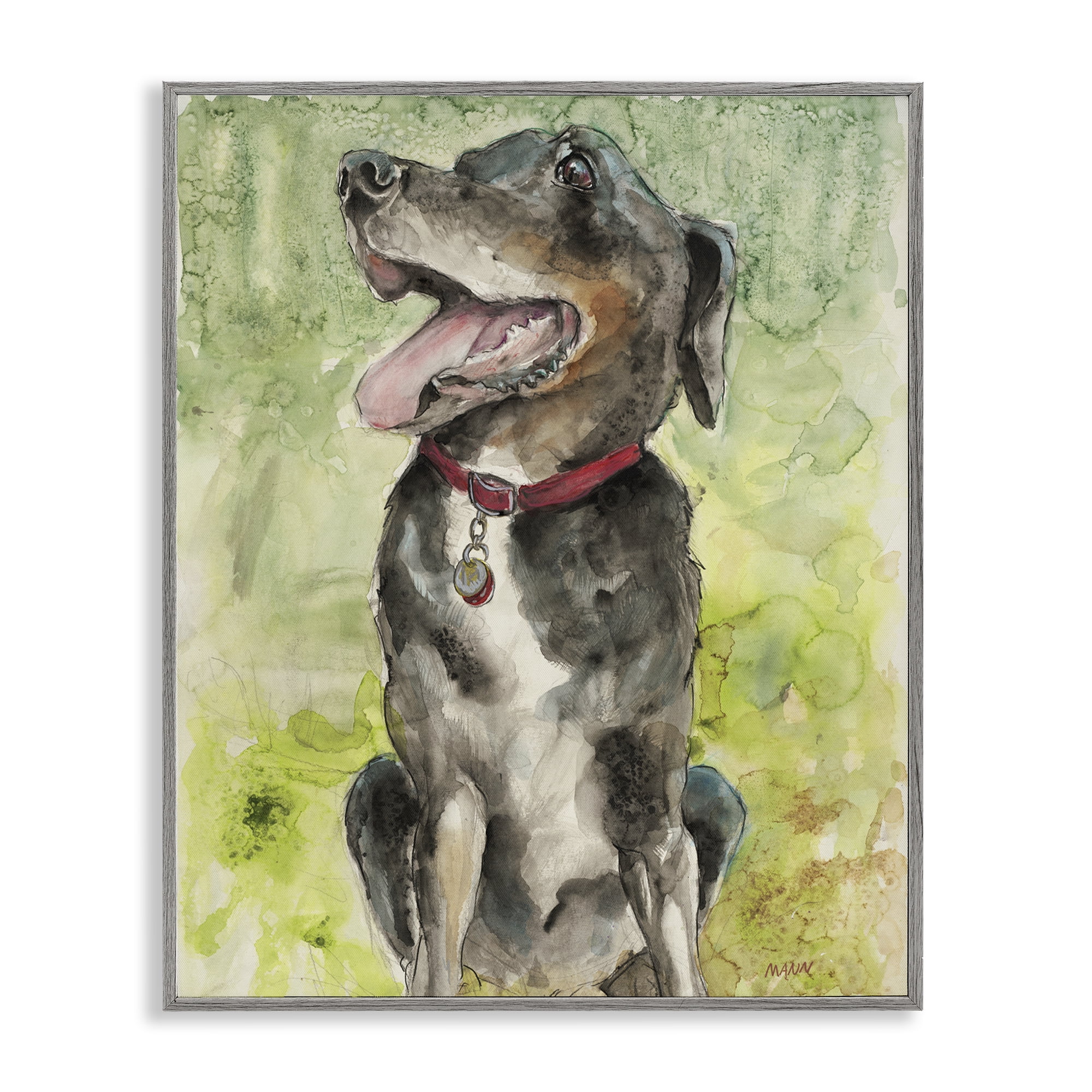 Stupell Industries A Dog's Happiness Gray Framed Giclee Art, design by Patti Mann