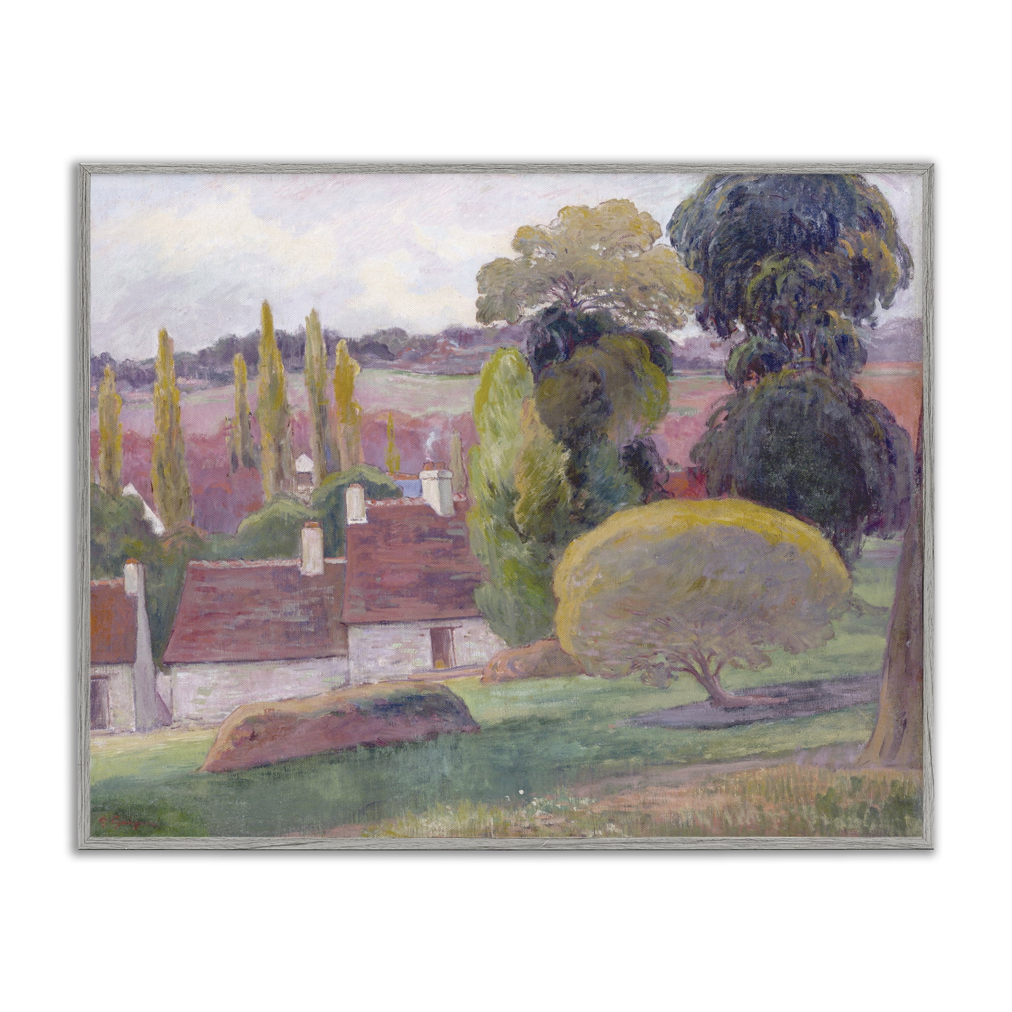 Stupell Industries A Farm In Brittany Gauguin Gray Framed Giclee Art, design by Stellar Design Studio