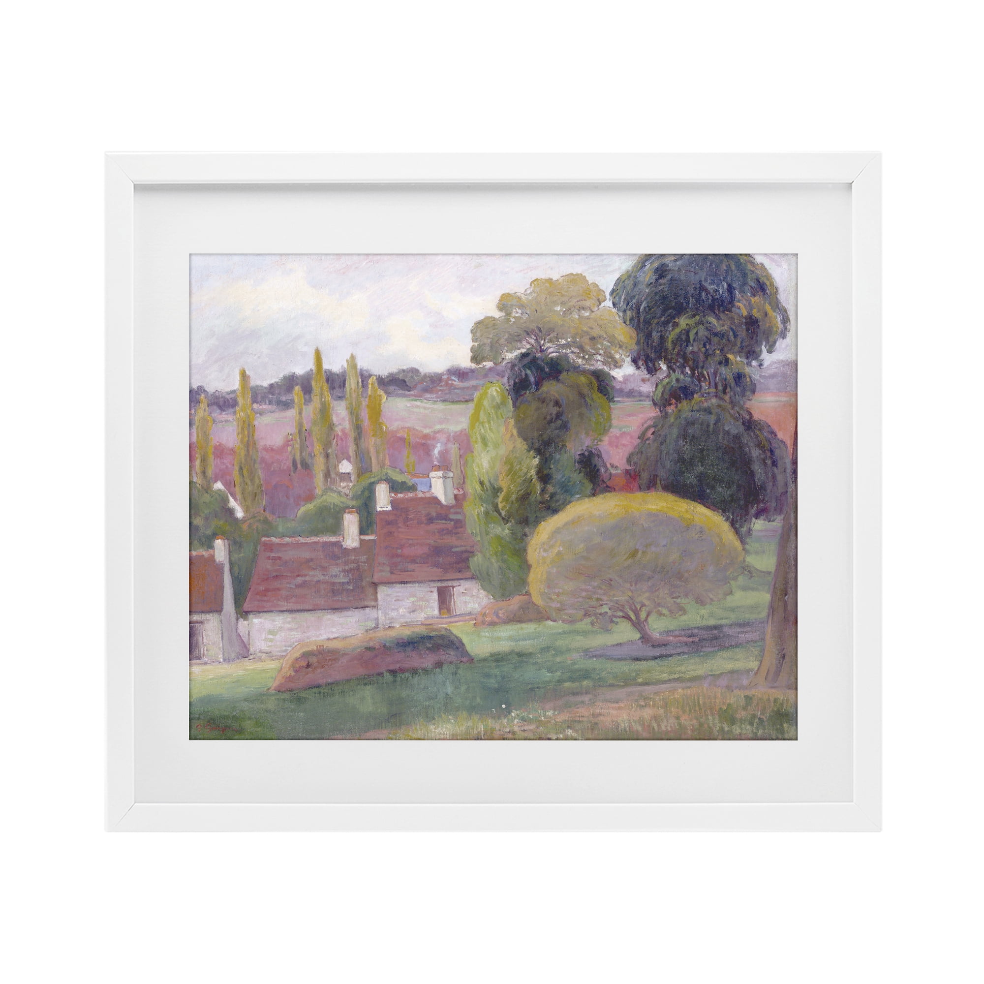 Stupell Industries A Farm In Brittany Gauguin White Framed Print Under Glass, design by Stellar Design Studio