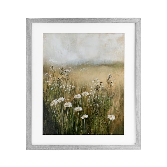 Stupell Industries A Few White Flowers Gray Framed Print Under Glass design by Petal Prints Design, 21 x 17