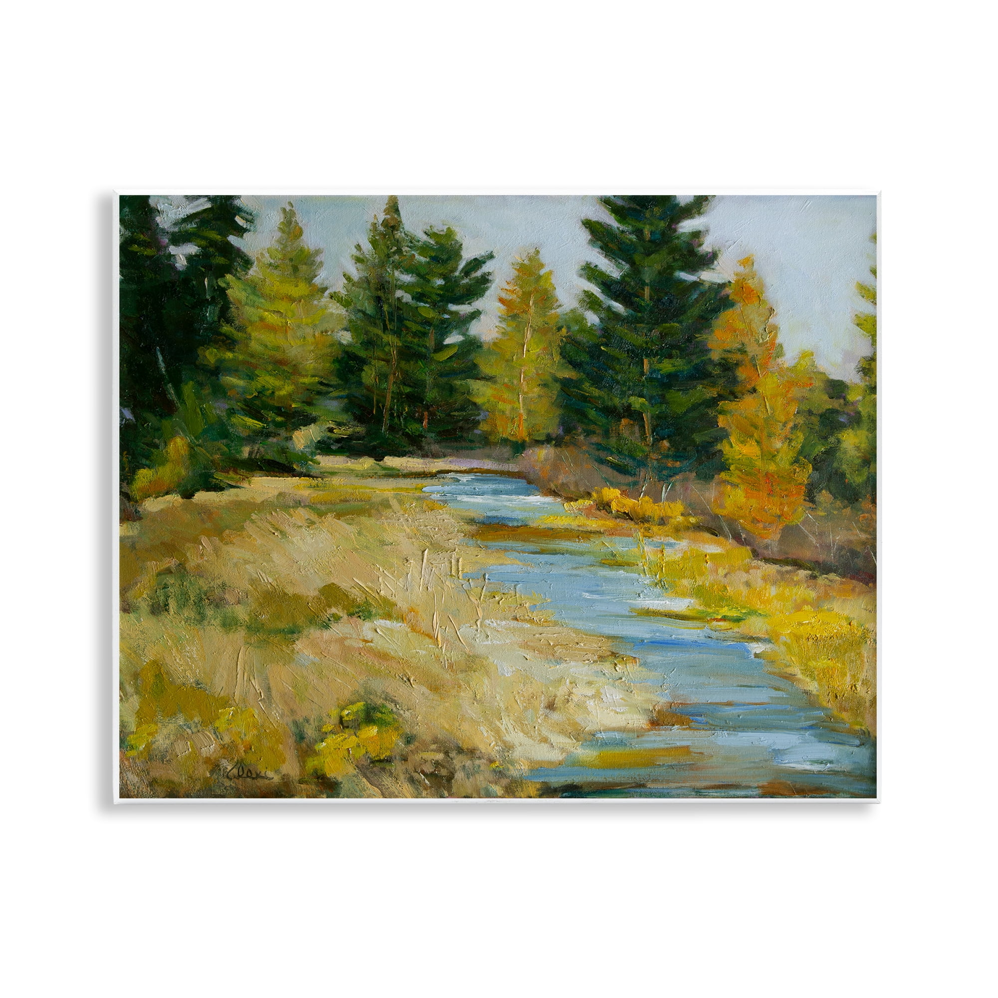 Stupell Industries A Fine Creekside Landscape Landscape & Nature Painting Unframed Art Print Wall Art, 14 x 11