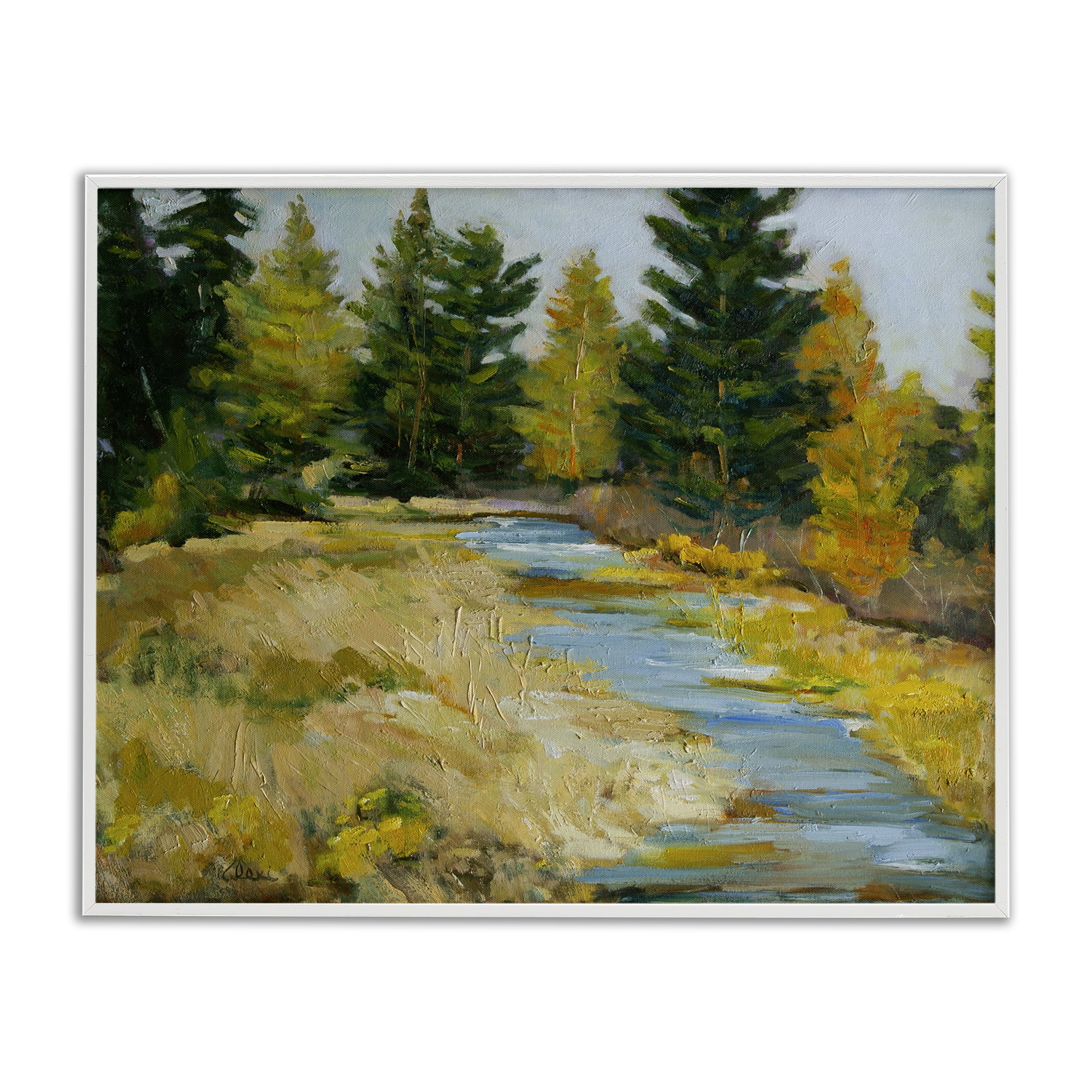 Stupell Industries A Fine Creekside Landscape Landscape & Nature Painting White Framed Art Print Wall Art, 30 x 24