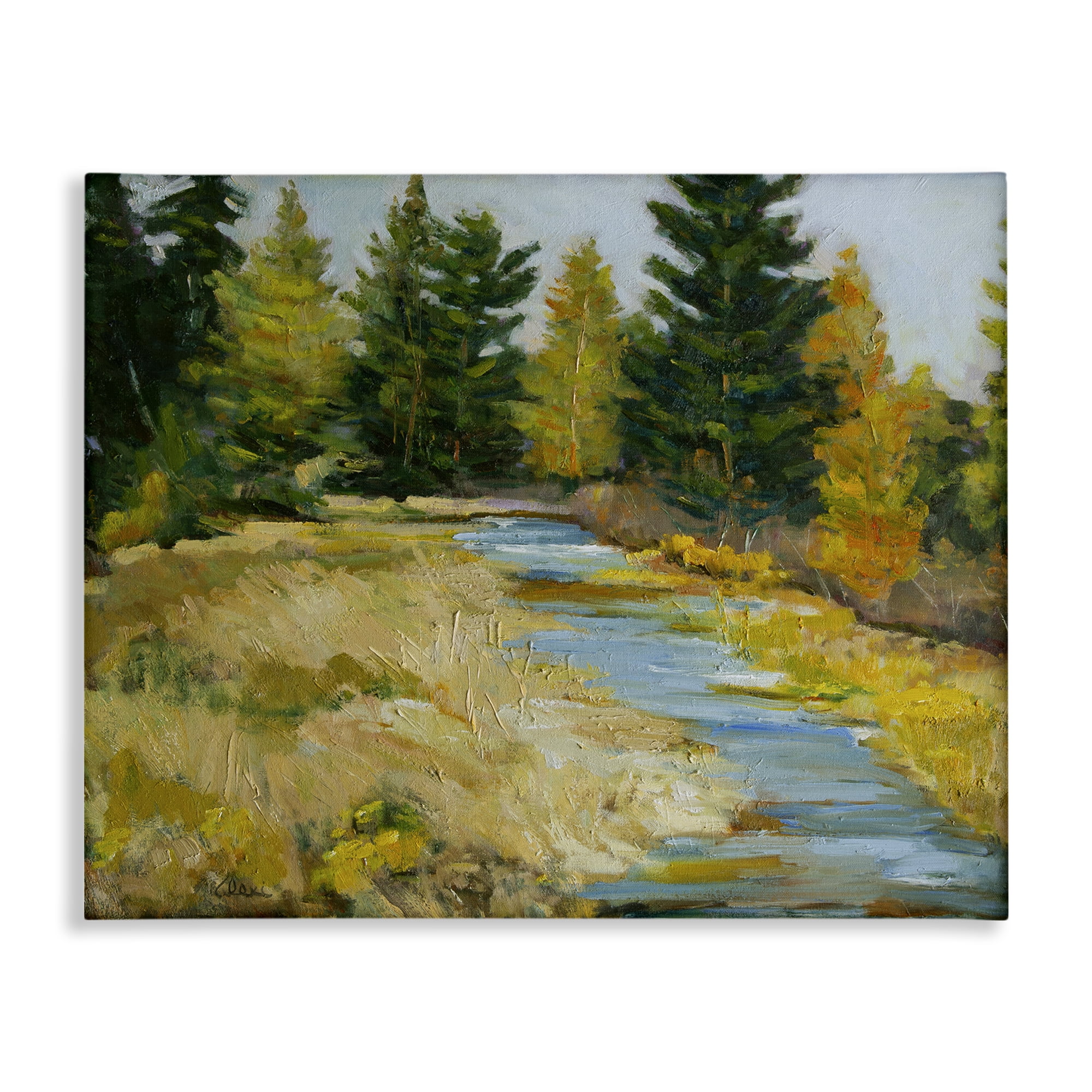 Stupell Industries A Fine Creekside Landscape Landscape & Nature Painting Wrapped Canvas Art Print Wall Art, 48 x 36